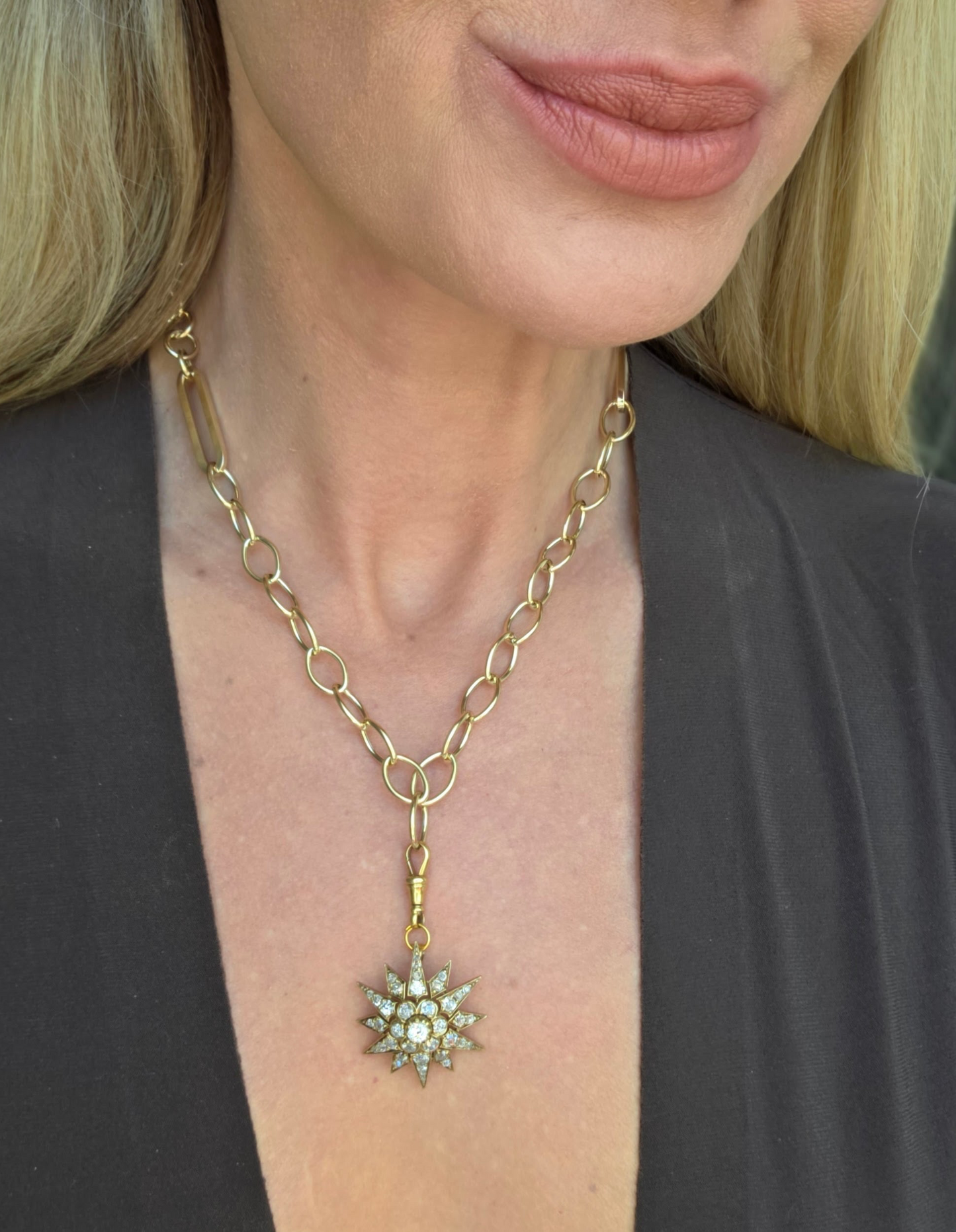 14K T-bar Mixed Link Necklace