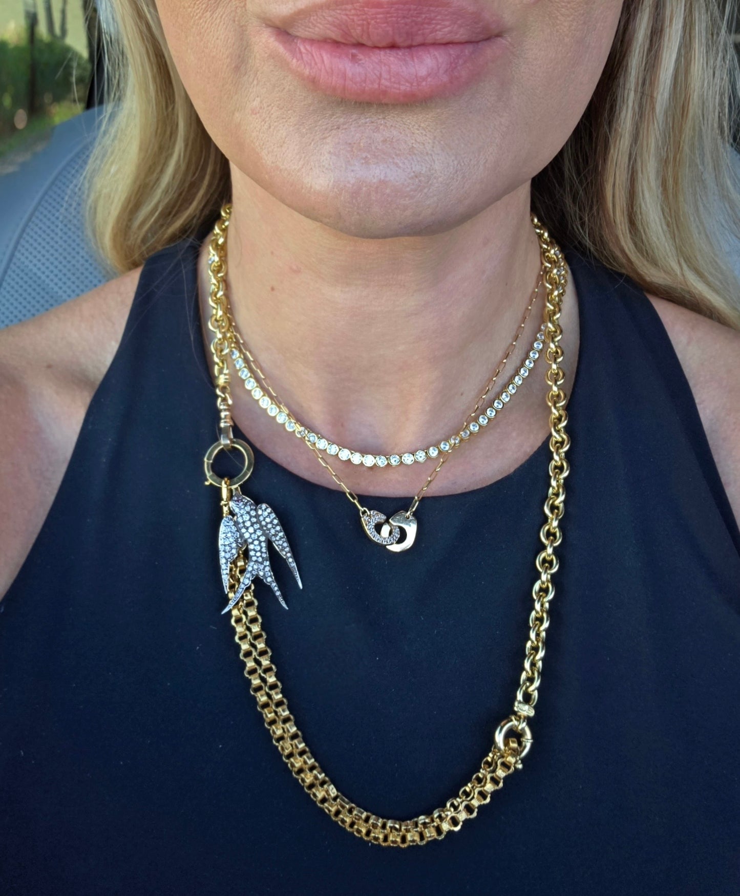 18K Gold and Diamond Handcuff Necklace