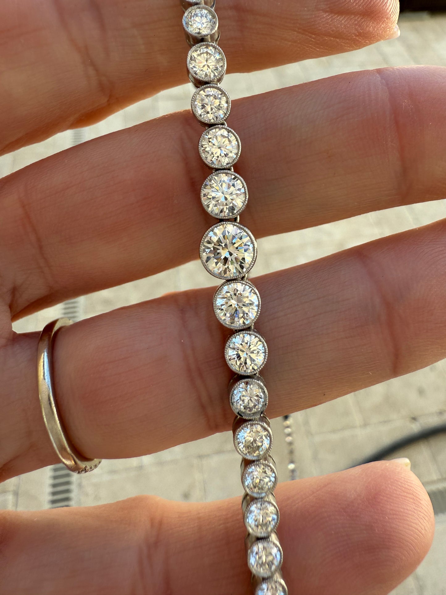 12ct Diamond Platinum Bezel Set Tennis Necklace