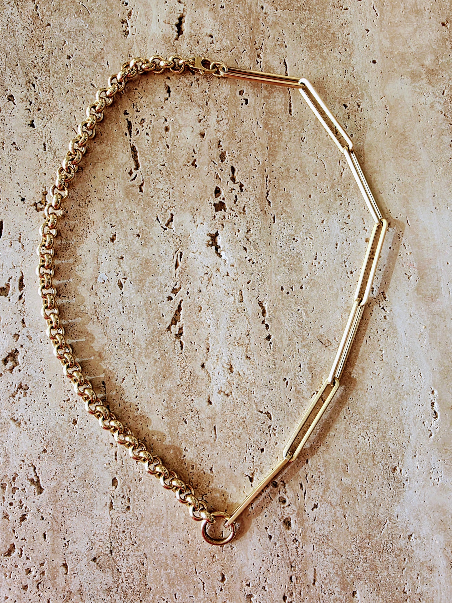 14K Mixed Link Paperclip and Rolo Necklace