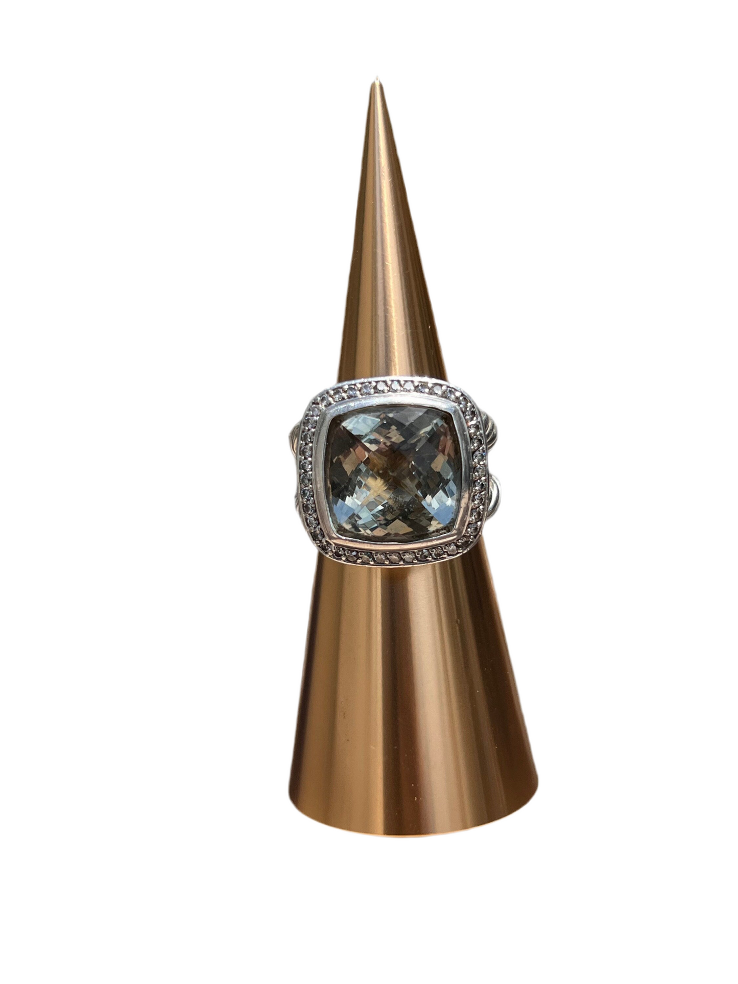David Yurman Prasiolite & Diamond Ring in Sterling Silver