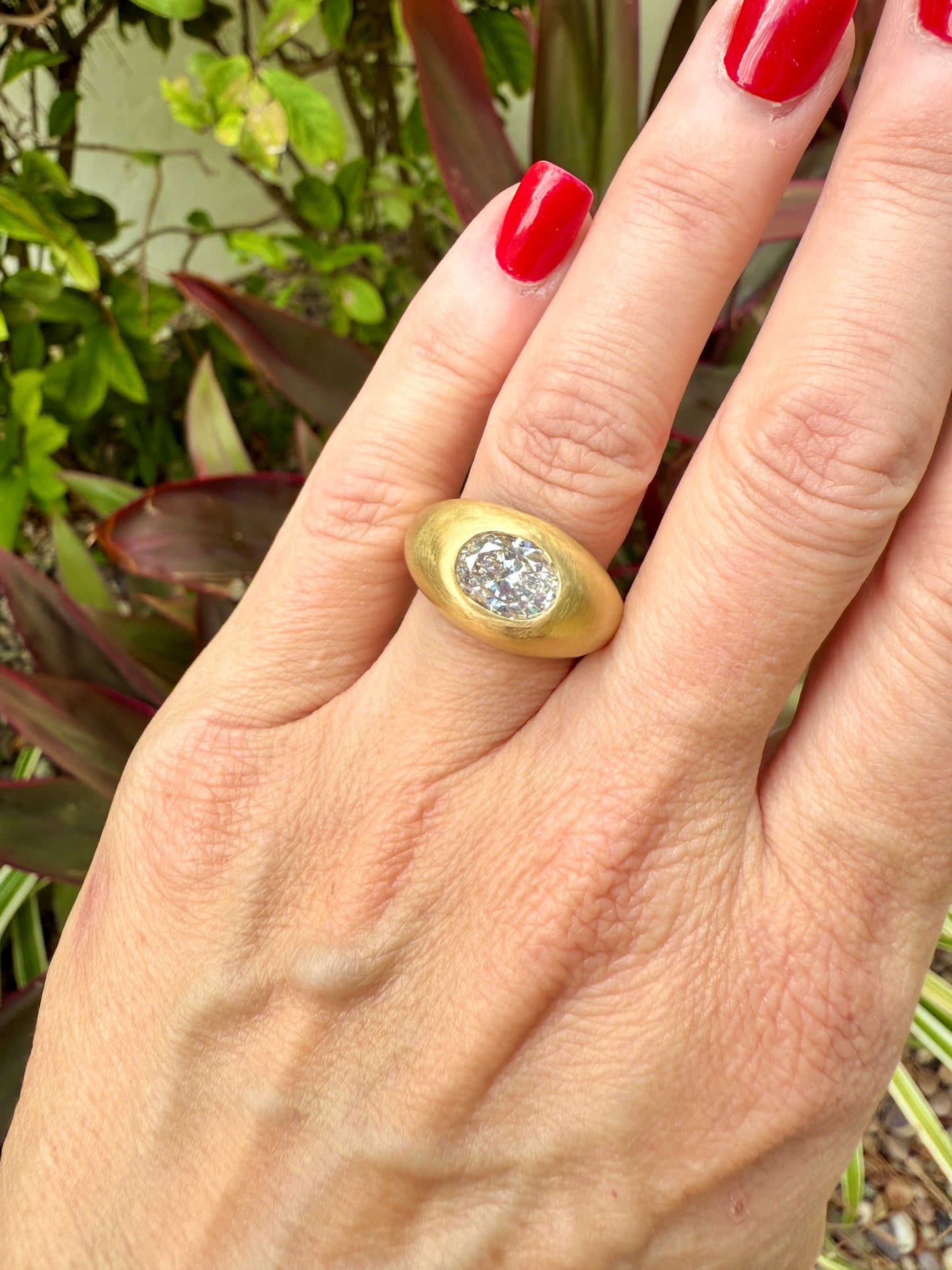 2.3ct Oval Diamond Donut Gypsy Ring