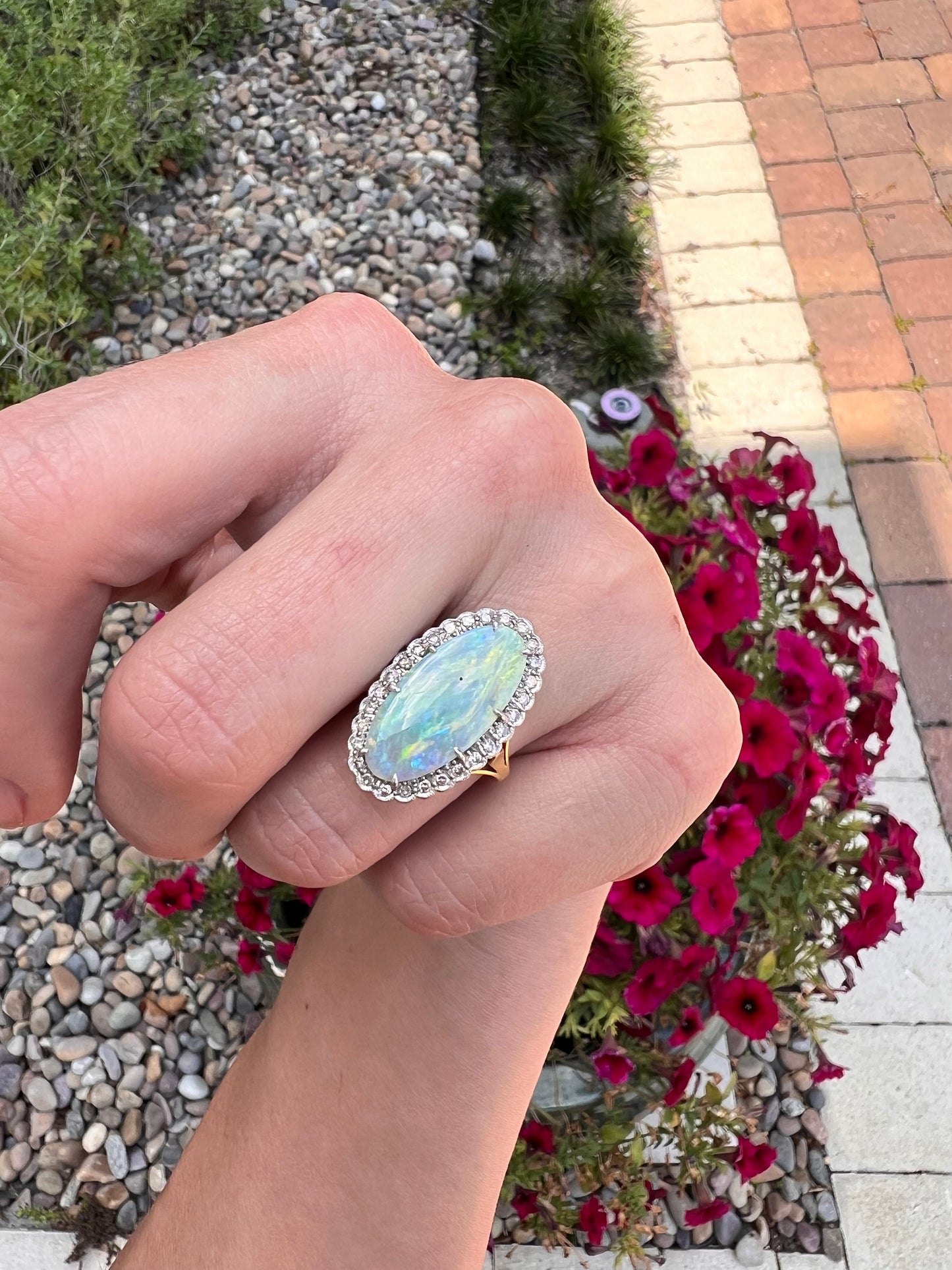 Antique Opal and Diamond Ring 18K