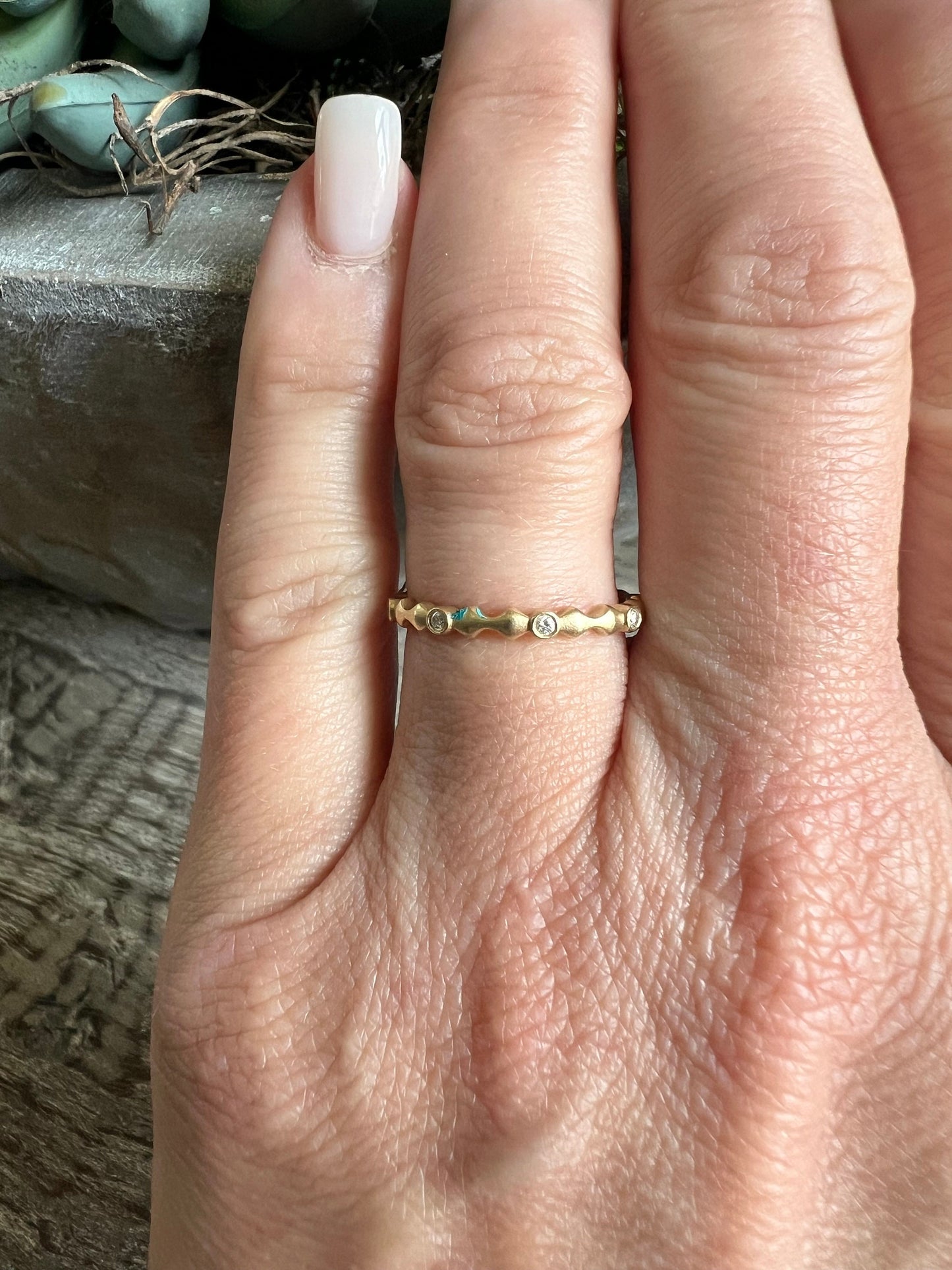 Gold and diamond stacking ring
