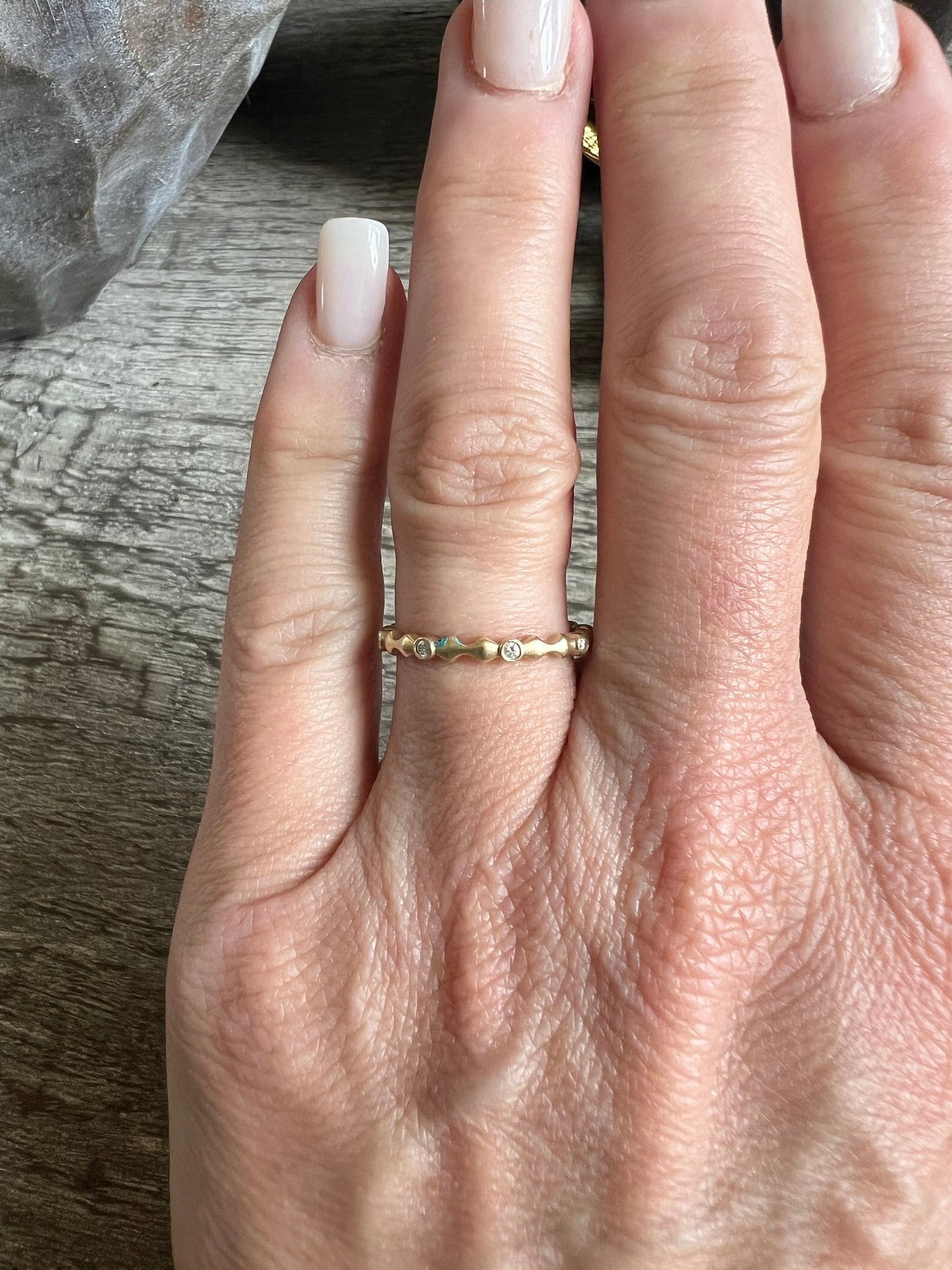 Gold and diamond stacking ring