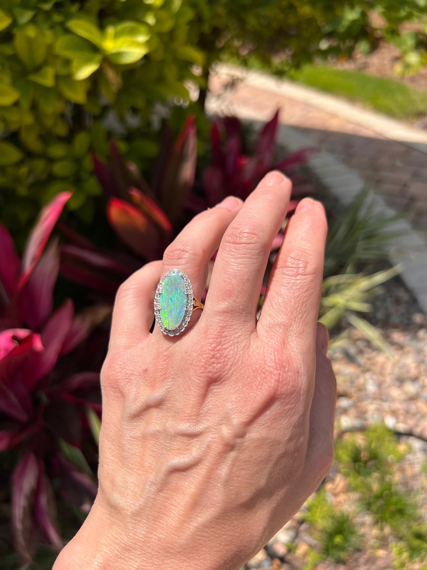 Antique Opal and Diamond Ring 18K