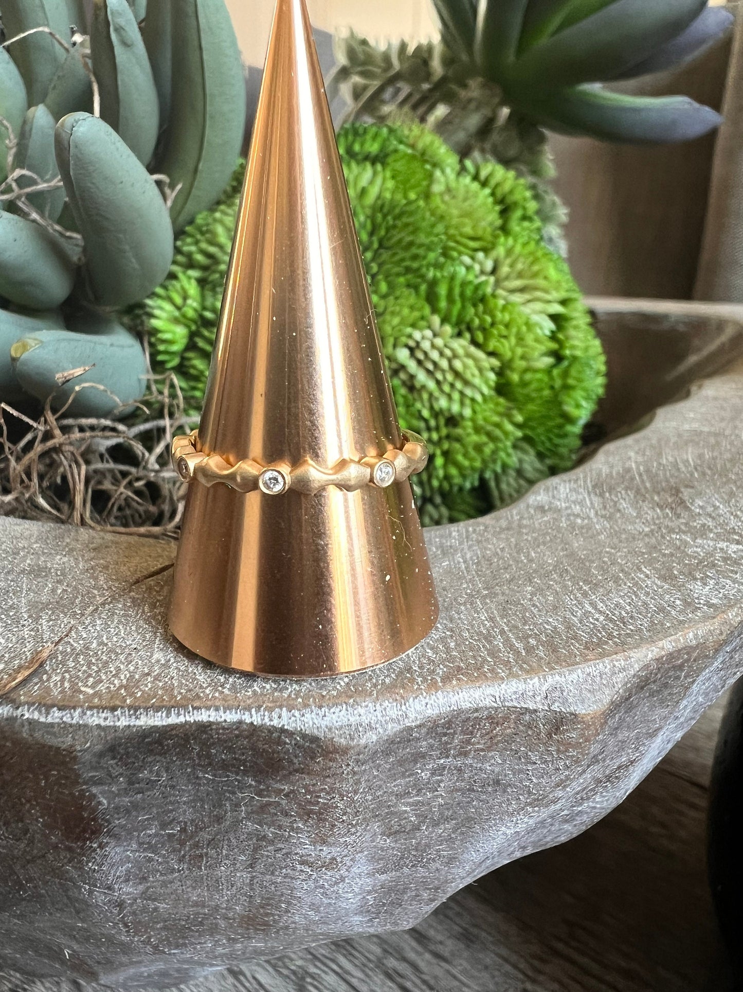 Gold and diamond stacking ring