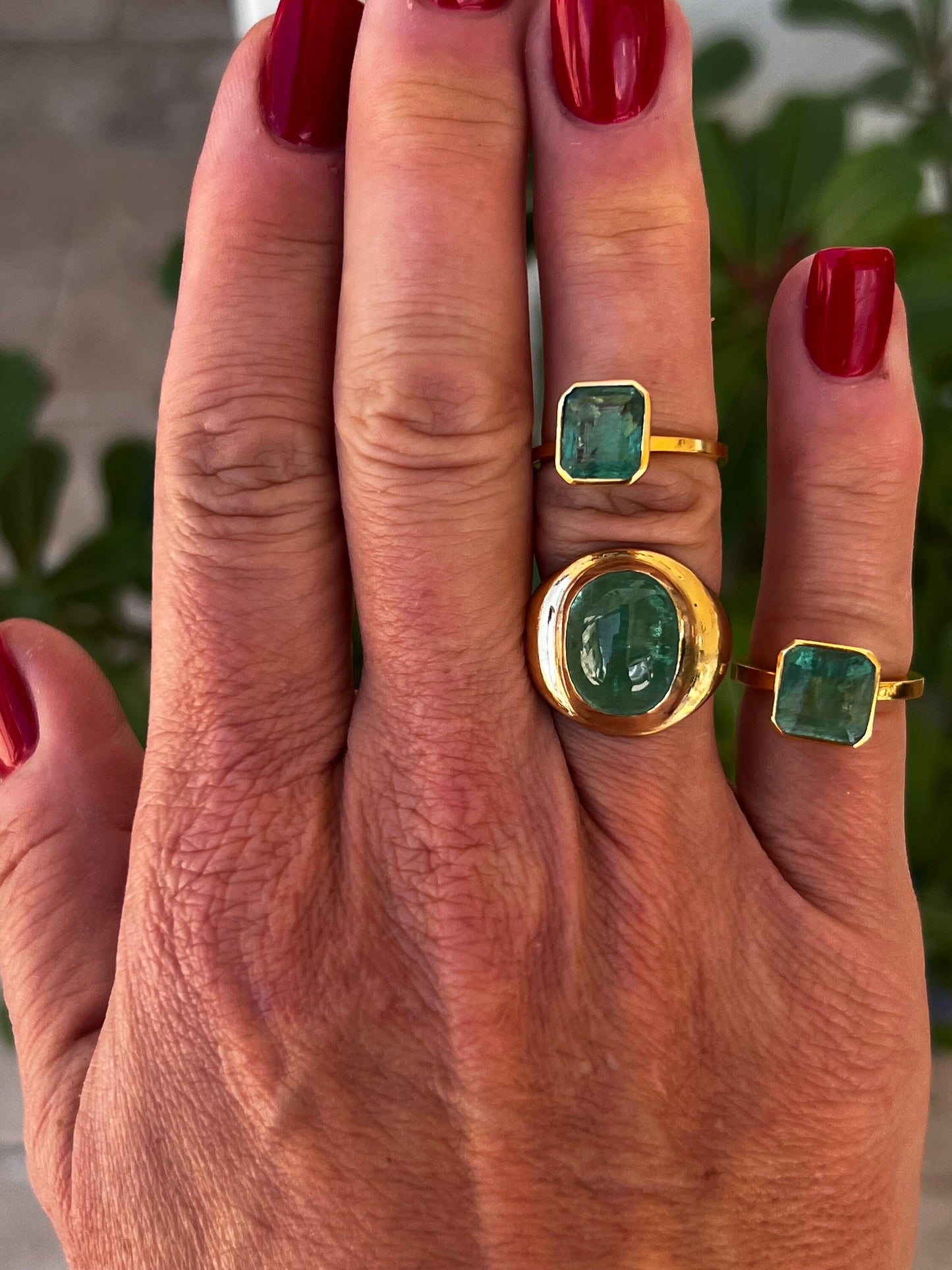 Mint Green 16 carat Tourmaline Cabochon Ring 18K gold bezel setting