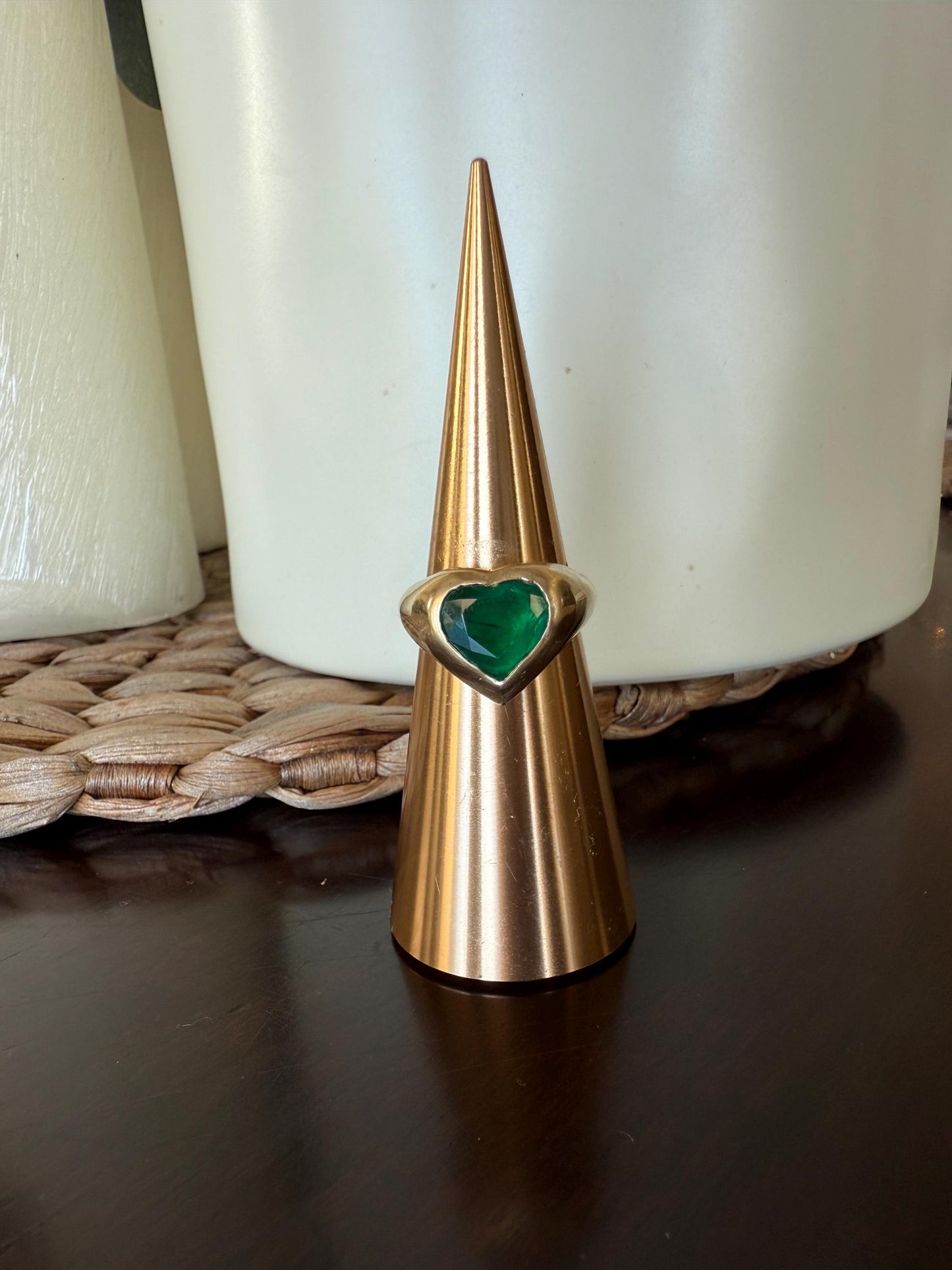 Emerald Heart Gypsy Ring 18K