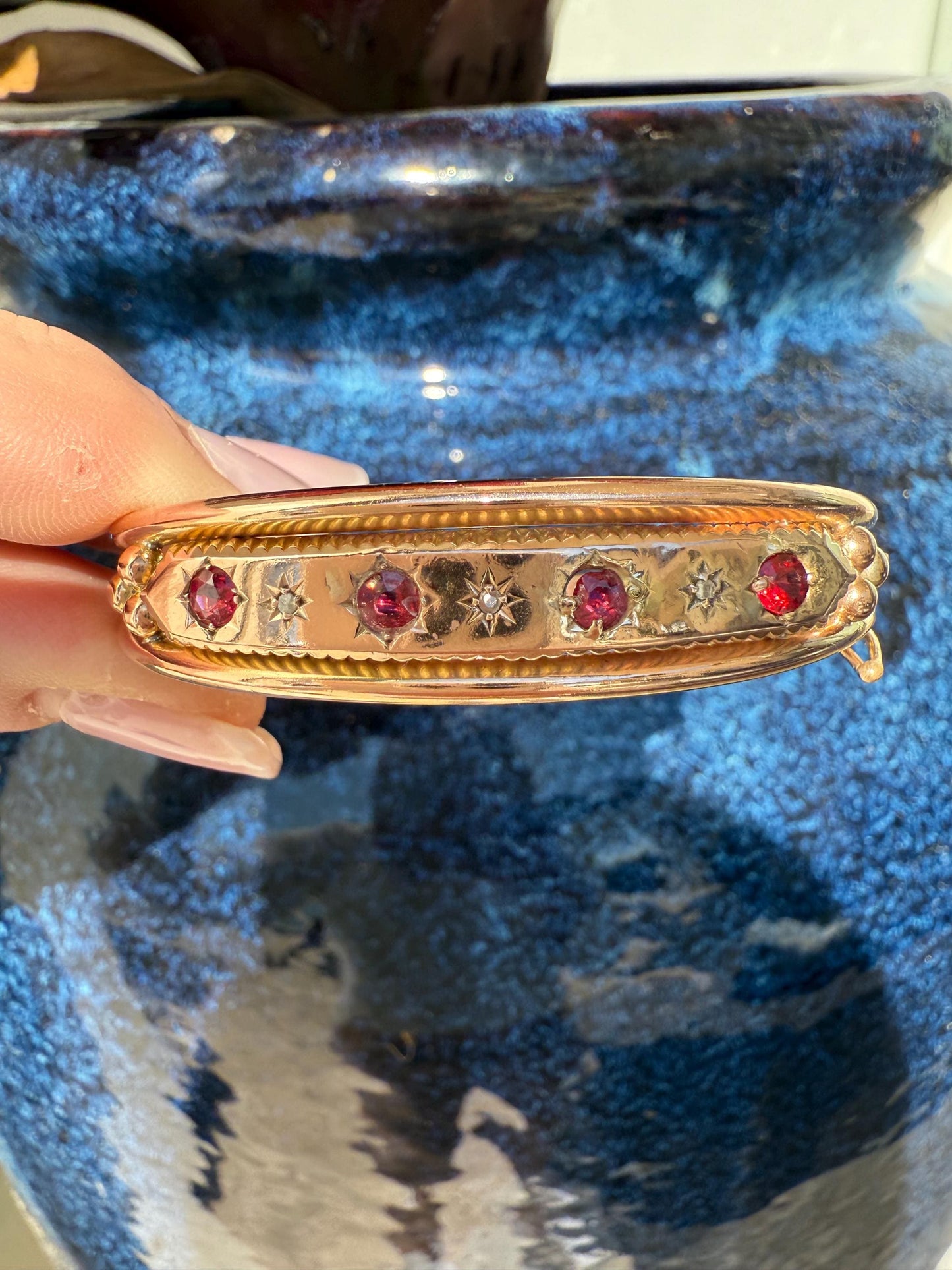 Edwardian Star bangles with Sapphires and Rubies