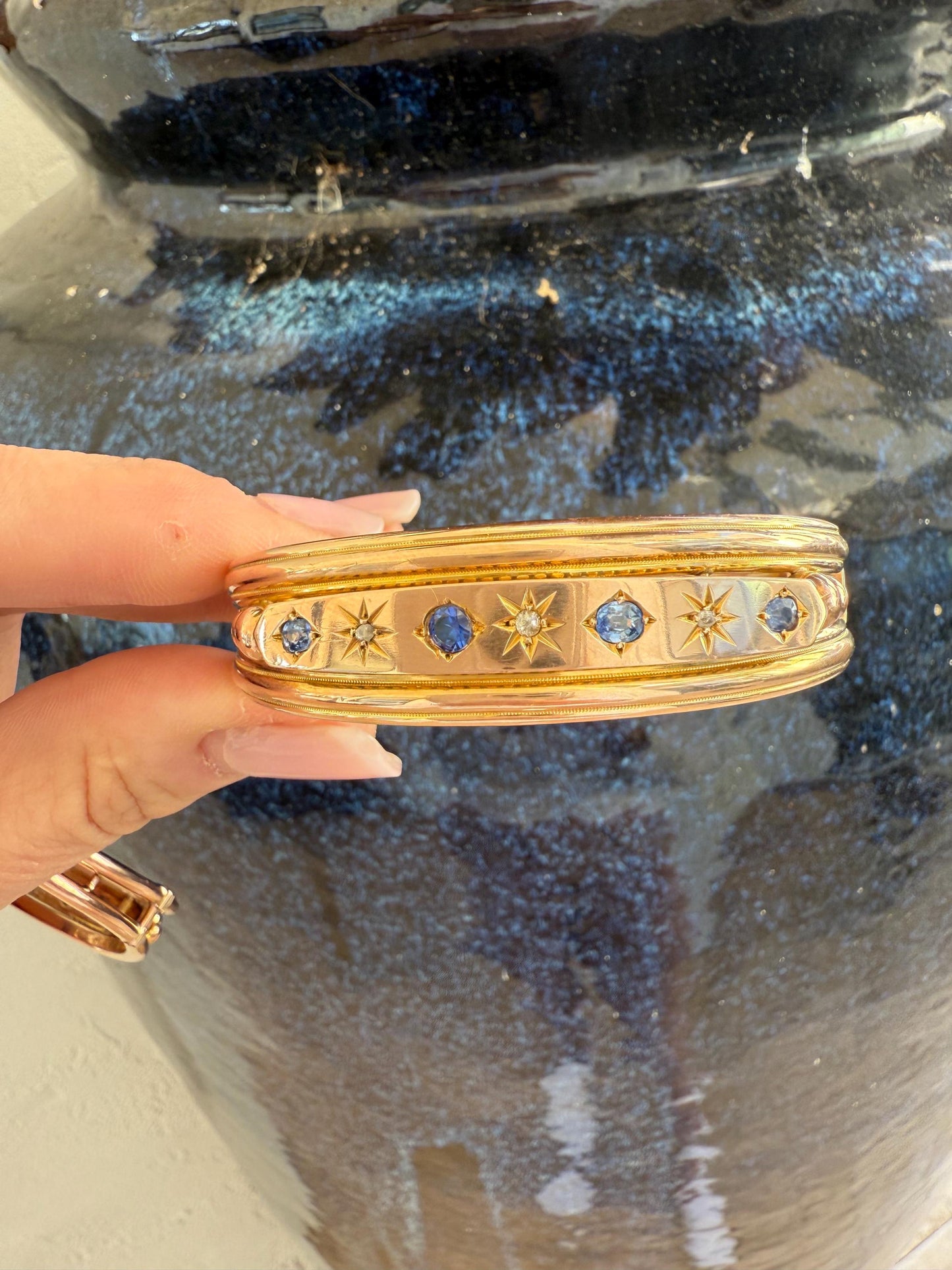 Edwardian Star bangles with Sapphires and Rubies