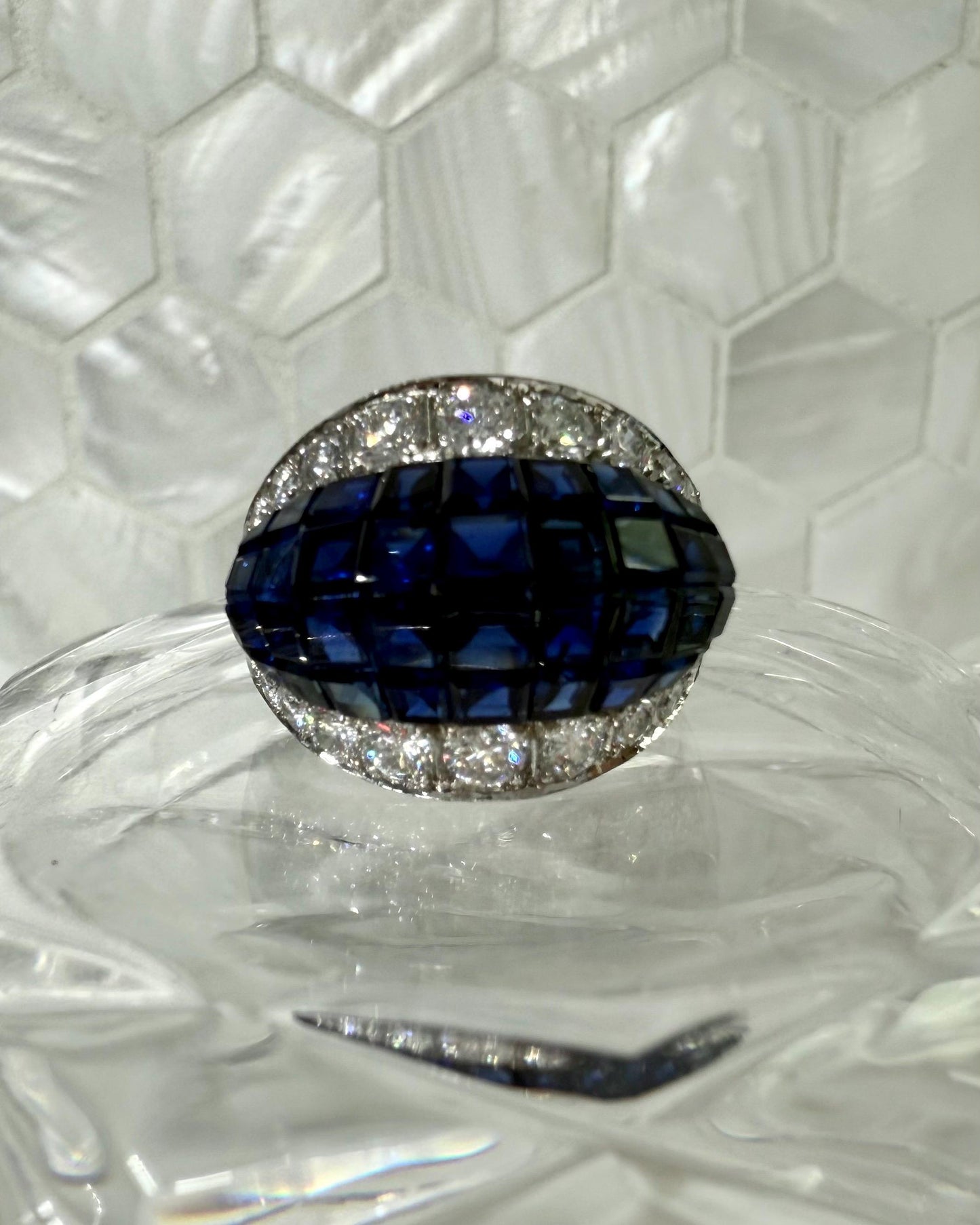 Invisible Set Natural Sapphire Ring 18K gold by Schilling