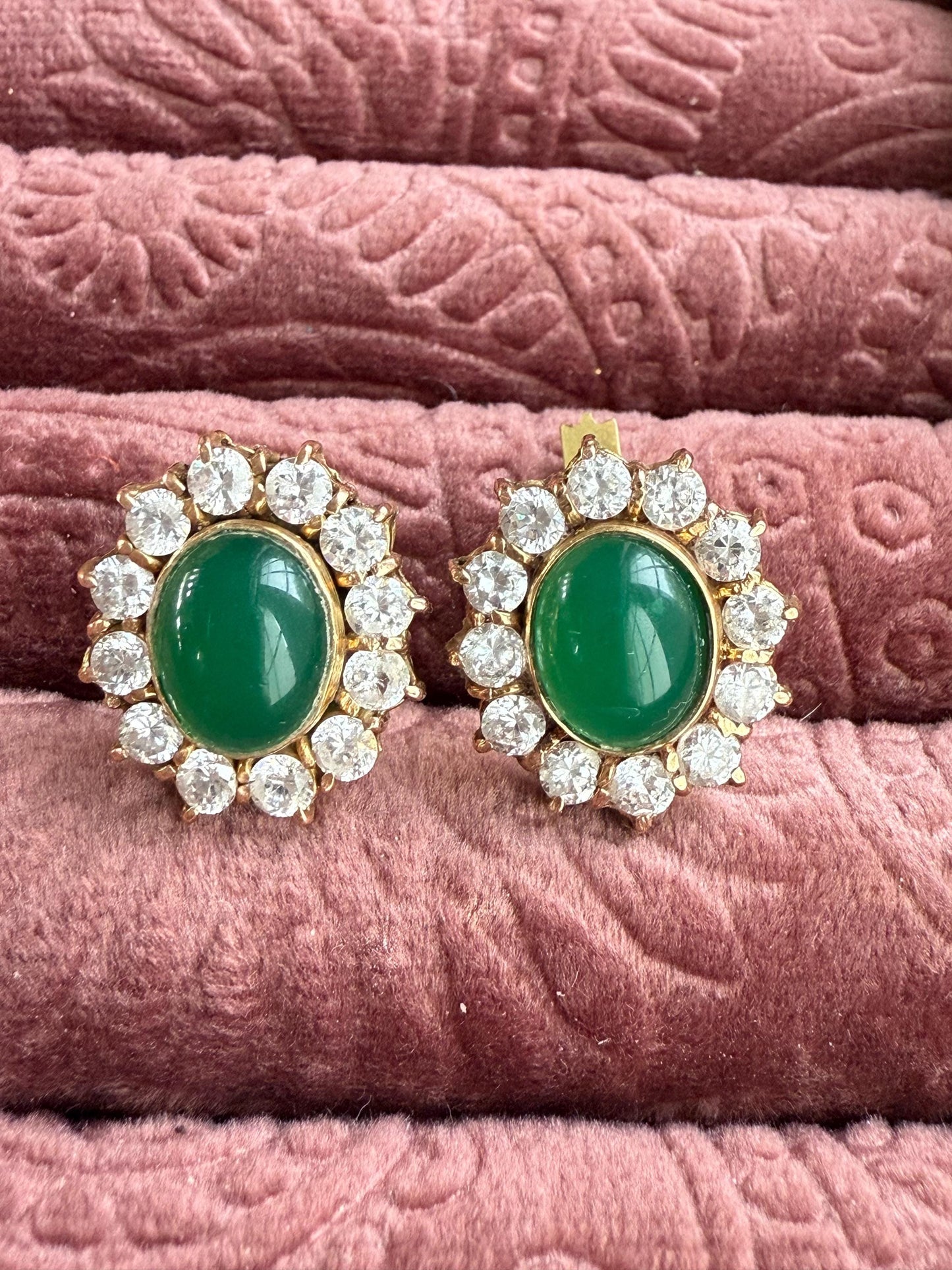 14k Chrysoprase cluster earrings