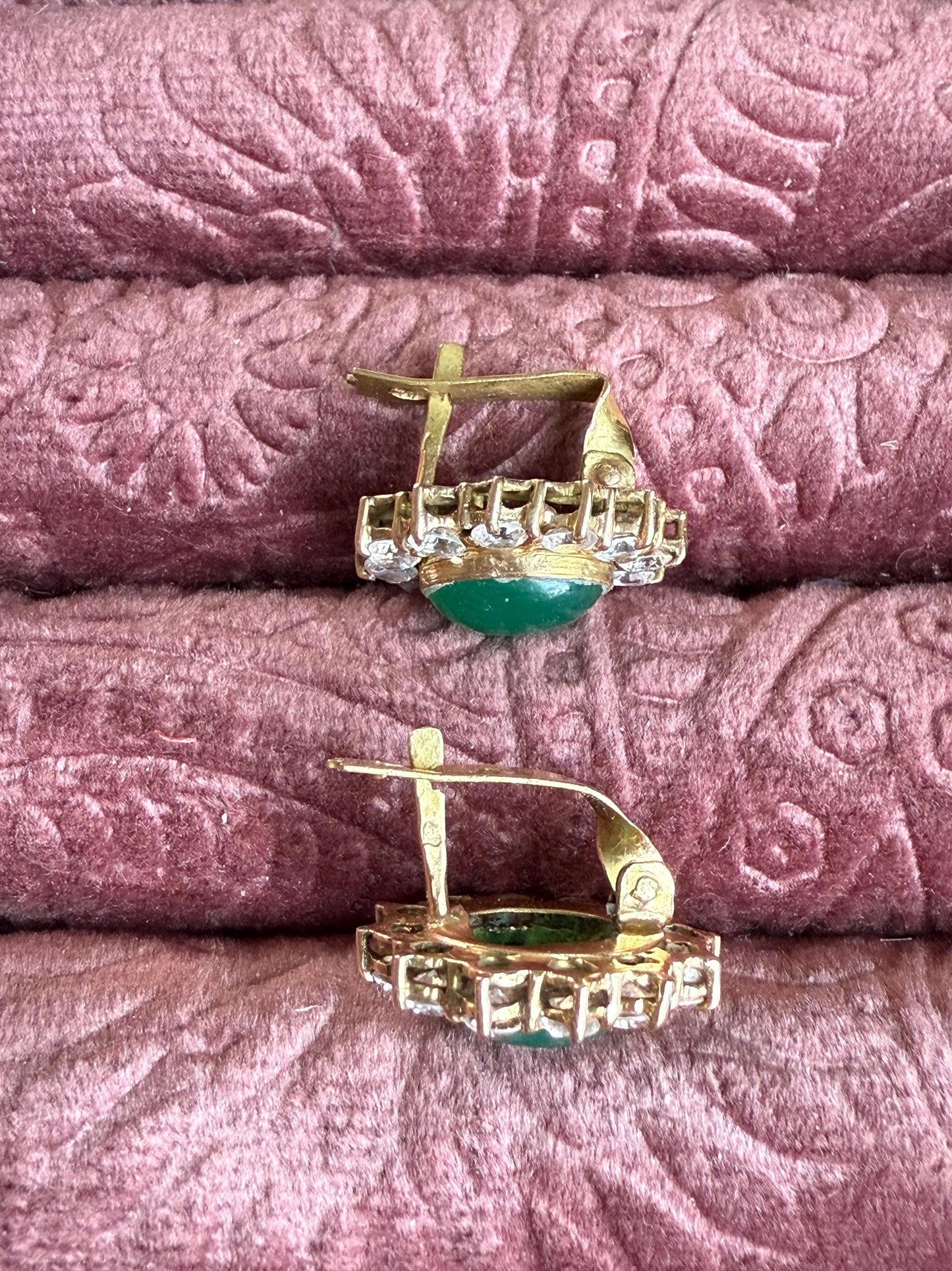 14k Chrysoprase cluster earrings