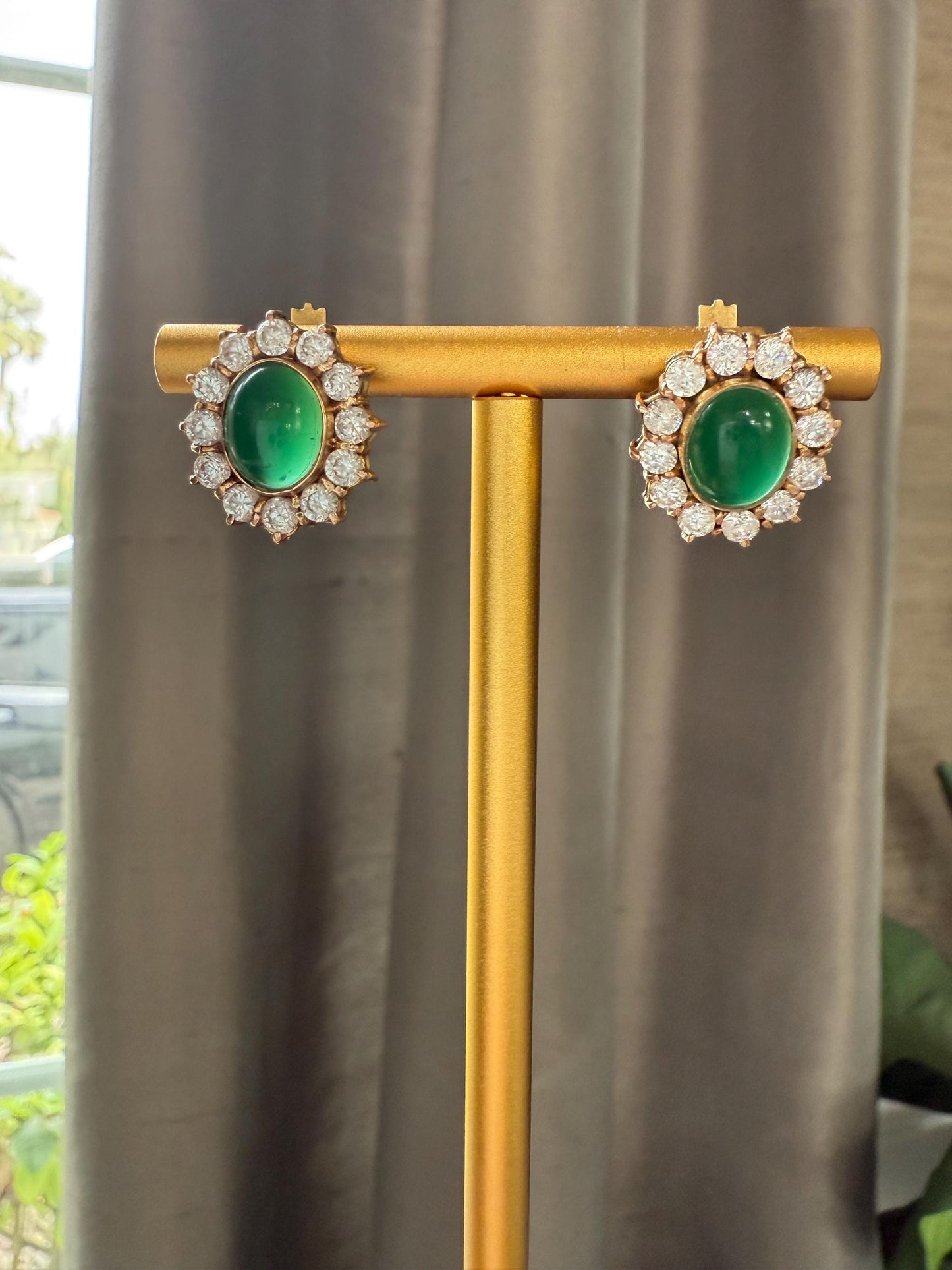 14k Chrysoprase cluster earrings