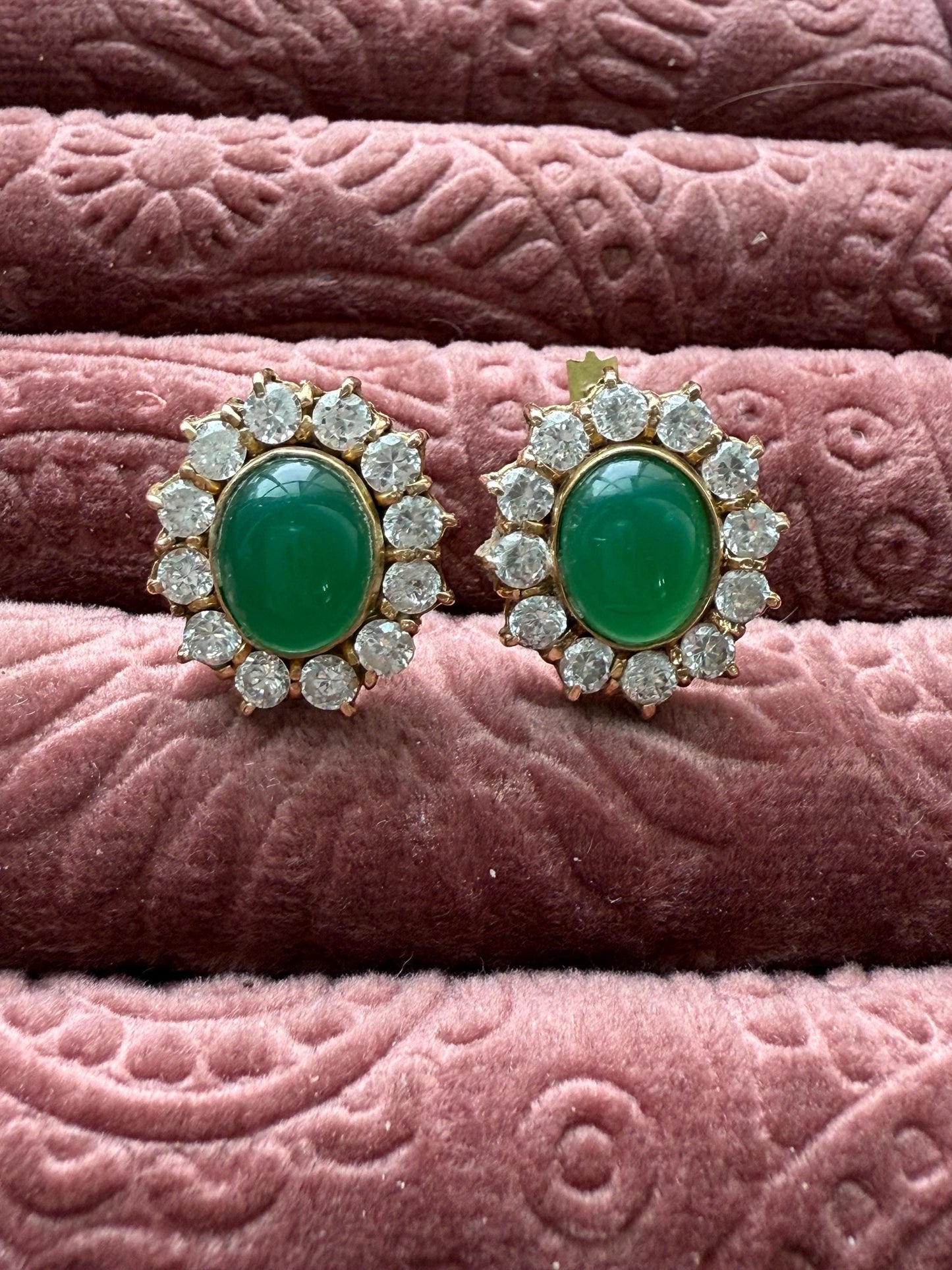 14k Chrysoprase cluster earrings
