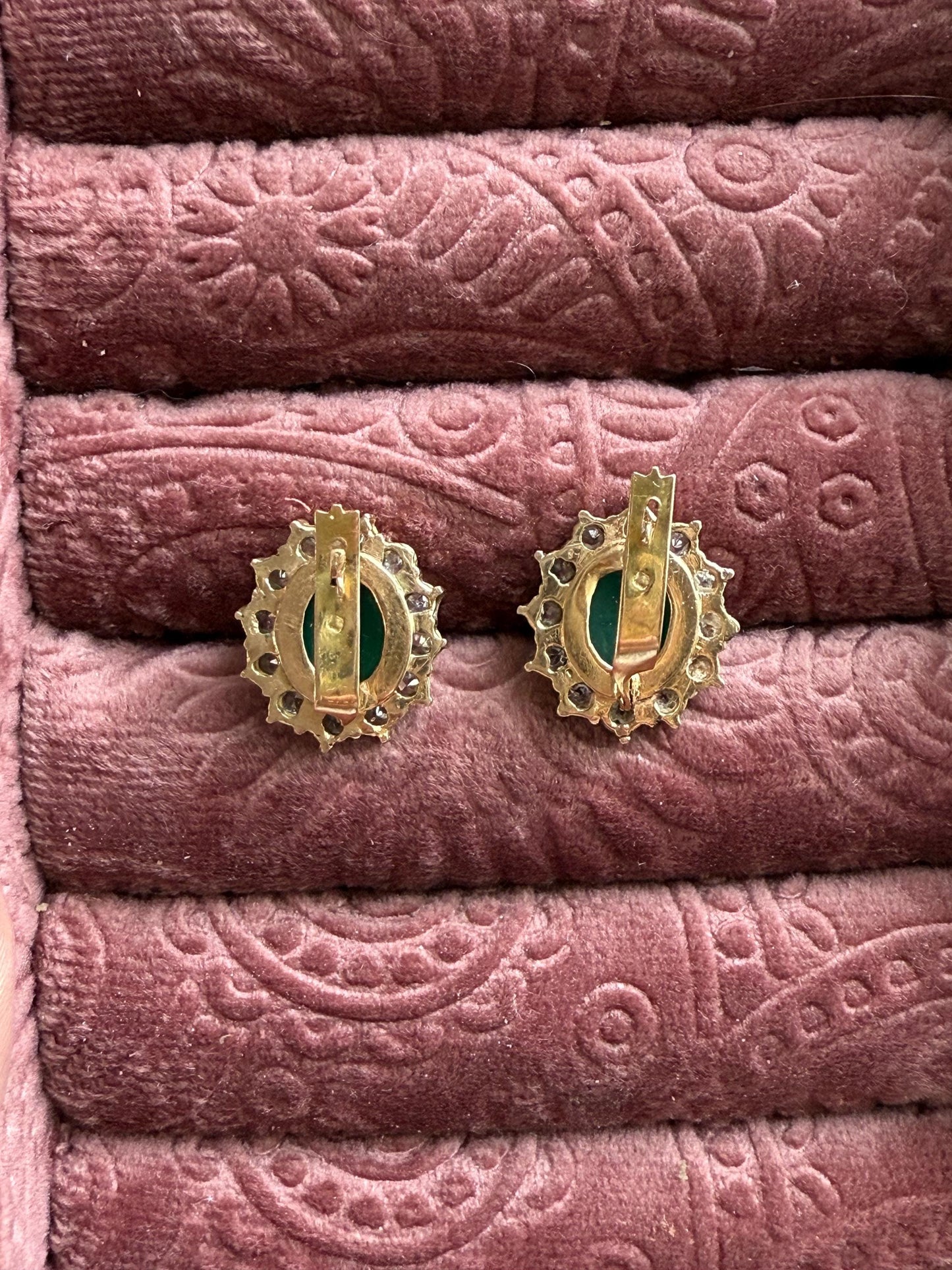 14k Chrysoprase cluster earrings