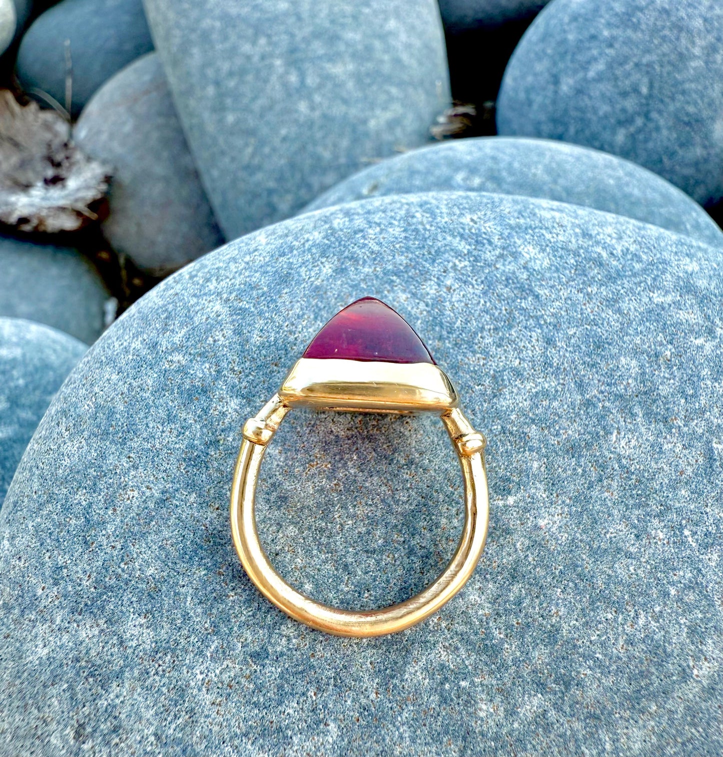 6 ct Rubellite Tourmaline Sugarloaf Ring handmade in 14K