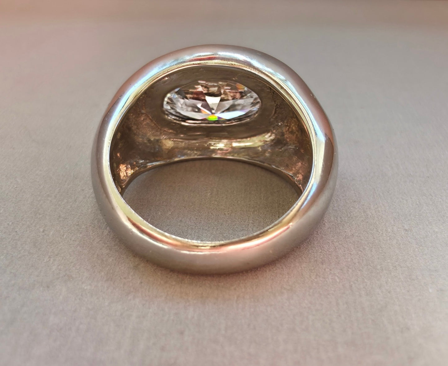 3.04ct Oval Gypsy ring (Lab Diamond)