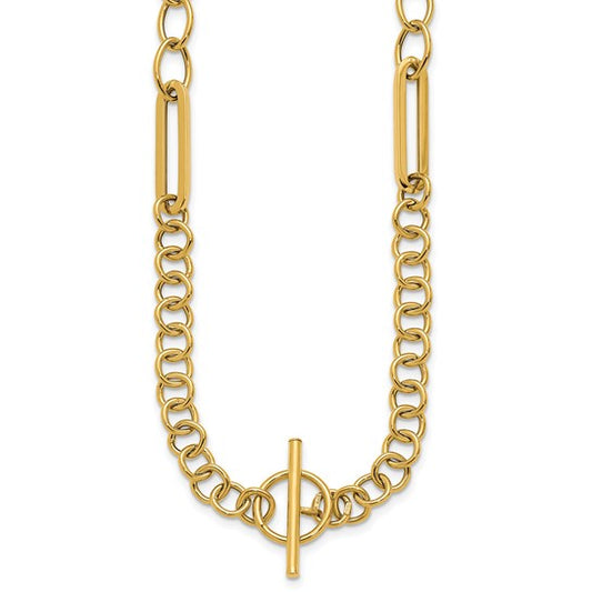 14K T-bar Mixed Link Necklace