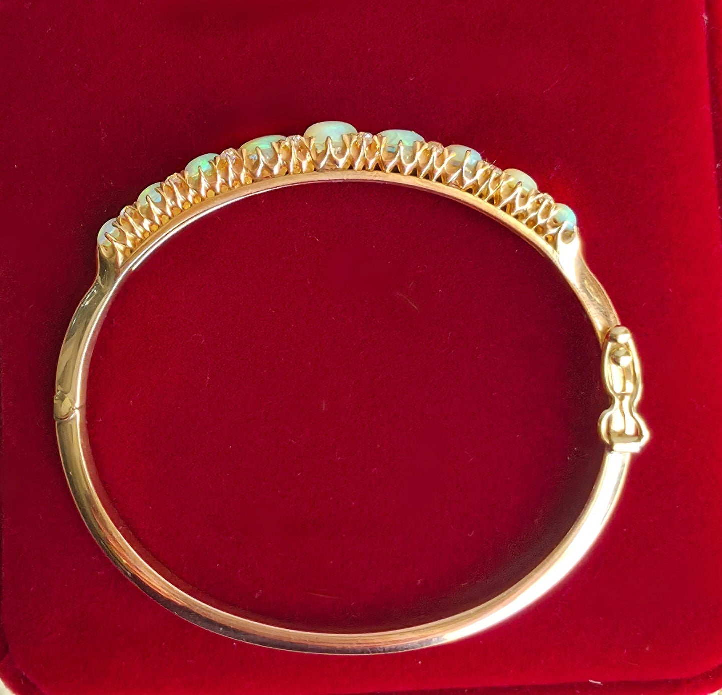 Vintage Australian Opal Bangle with Old cut Diamonds