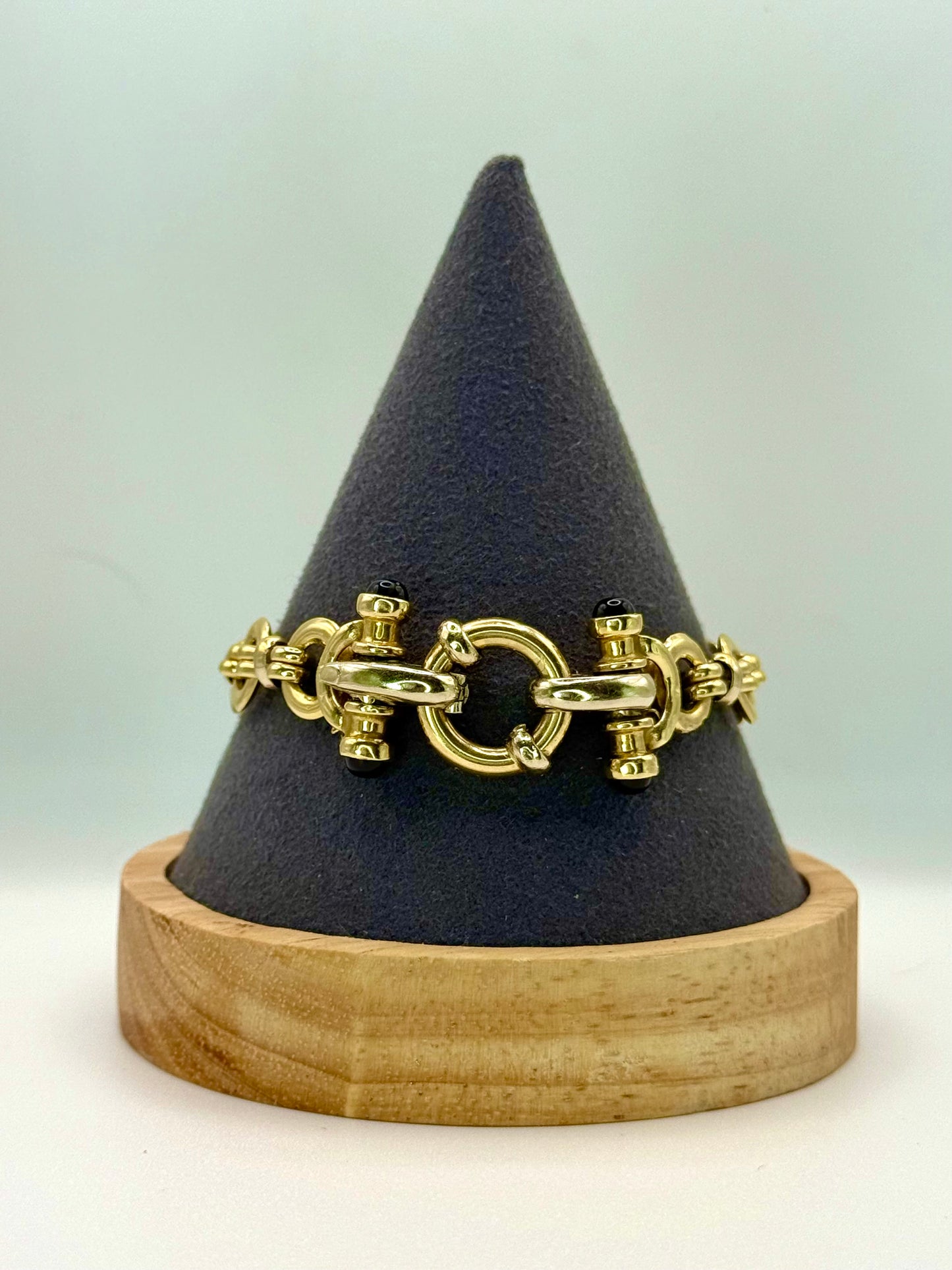 14k Onyx Gold Link Bracelet