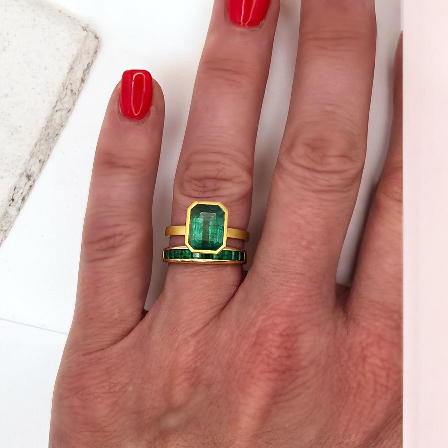 3.6 Carat Zambian Emerald Ring set in 18K