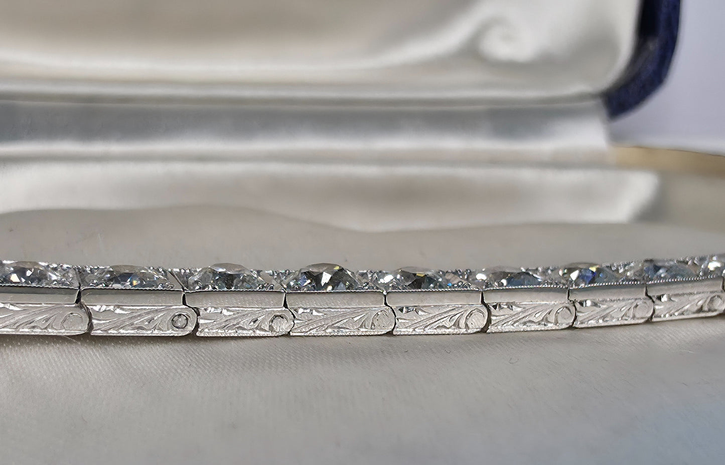 Antique Art Deco Platinum and 18K gold Line Bracelet