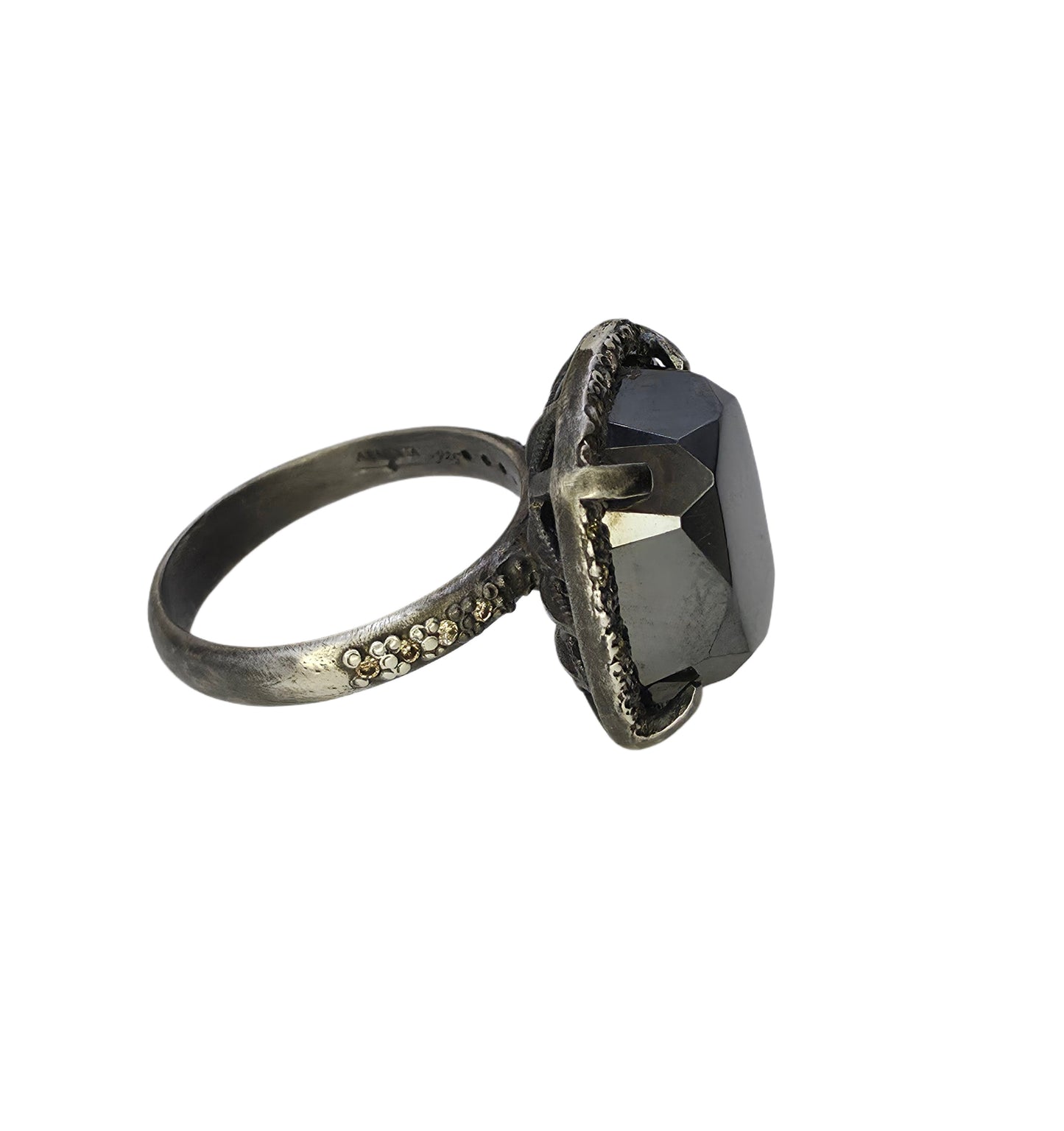 Hematite and Diamond Ring