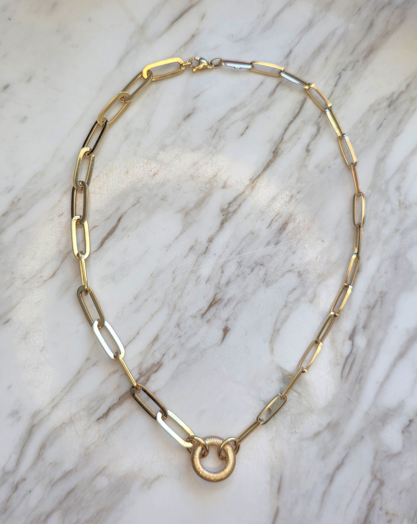 14k Mixed Paperlink Necklace 18”