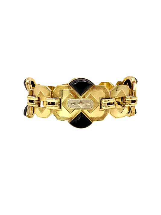 Art Deco Onyx and Gold Bracelet
