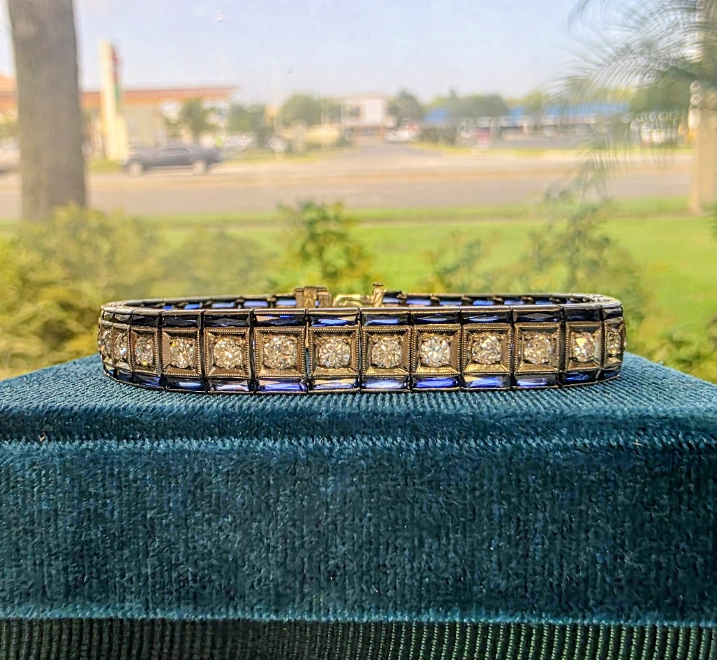 Old European Diamond and Sapphire Bracelet