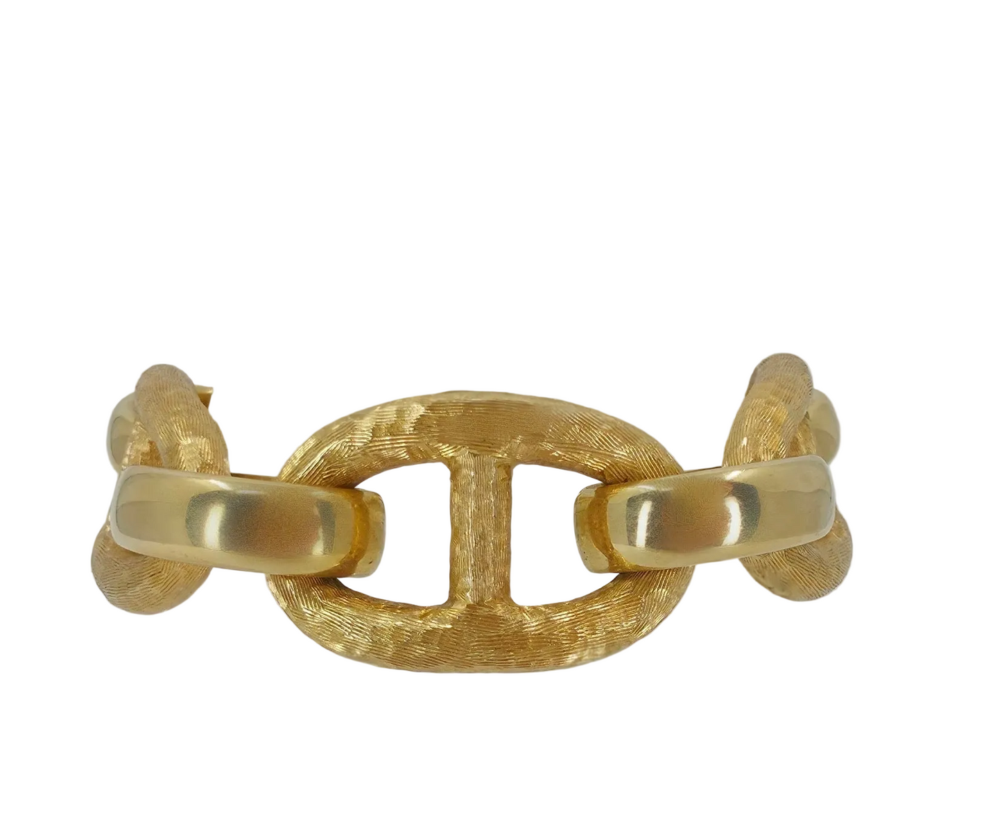 14k Yellow Gold Textured Mariner Link Bracelet- Italian 58g