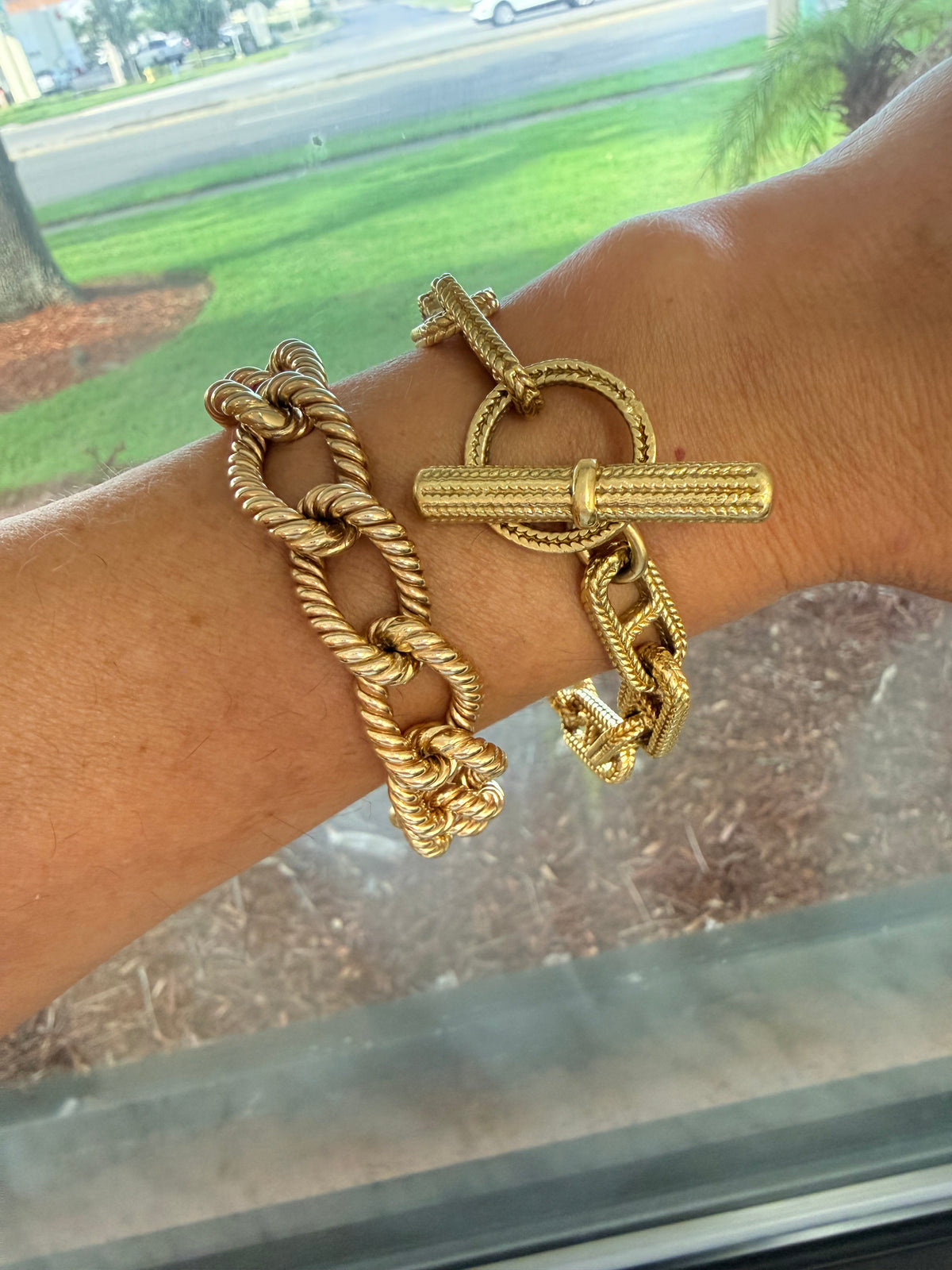 14K Italian Textured Rope Curb Bracelet