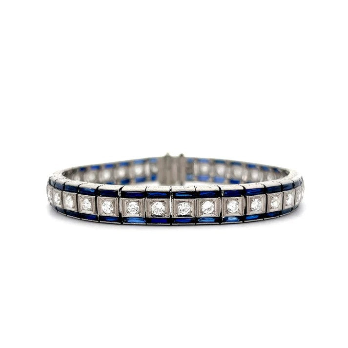 Old European Diamond and Sapphire Bracelet