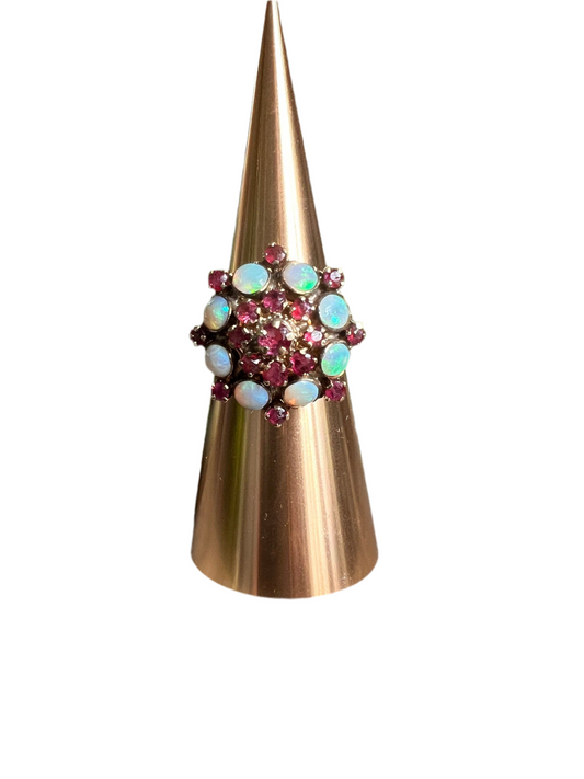 Antique Ruby and Opal Cocktail Ring