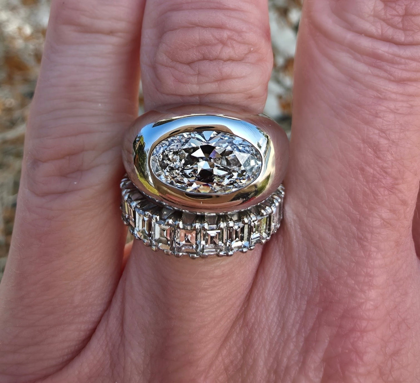 3.04ct Oval Gypsy ring (Lab Diamond)
