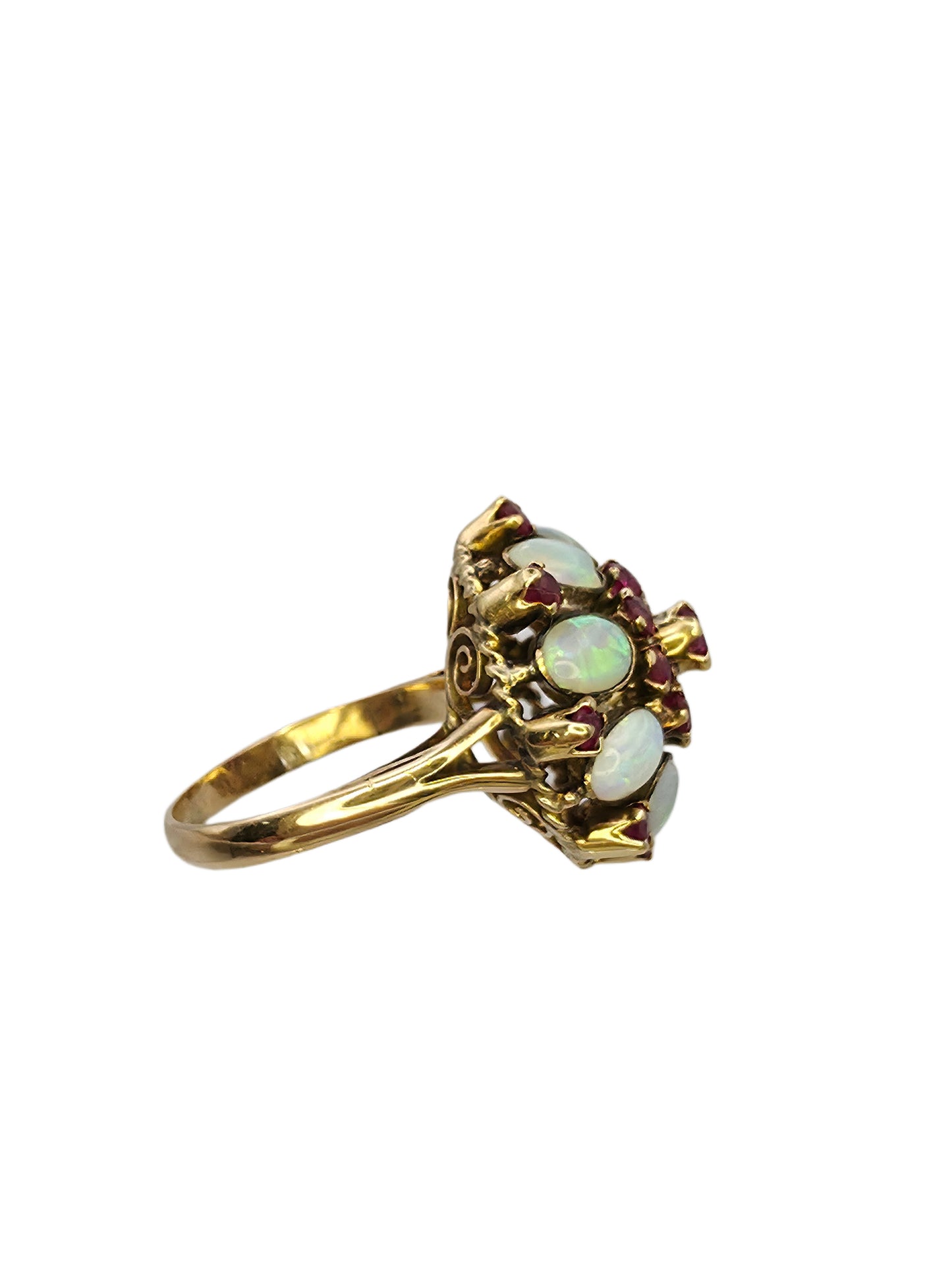 Antique Ruby and Opal Cocktail Ring
