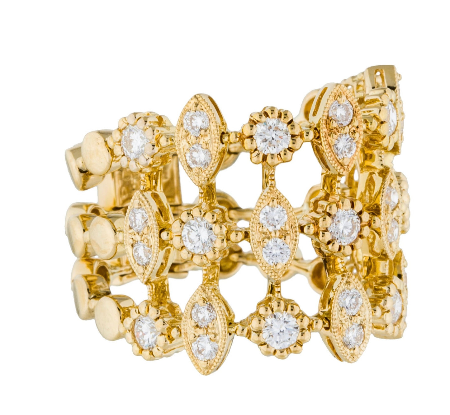 18K Flexible 3 Row Diamond Lace Band