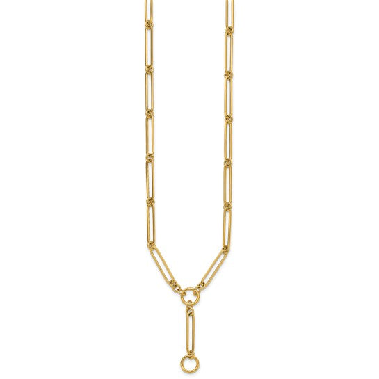14k  Trombone Y- Drop Necklace with Spring Circle Clasps