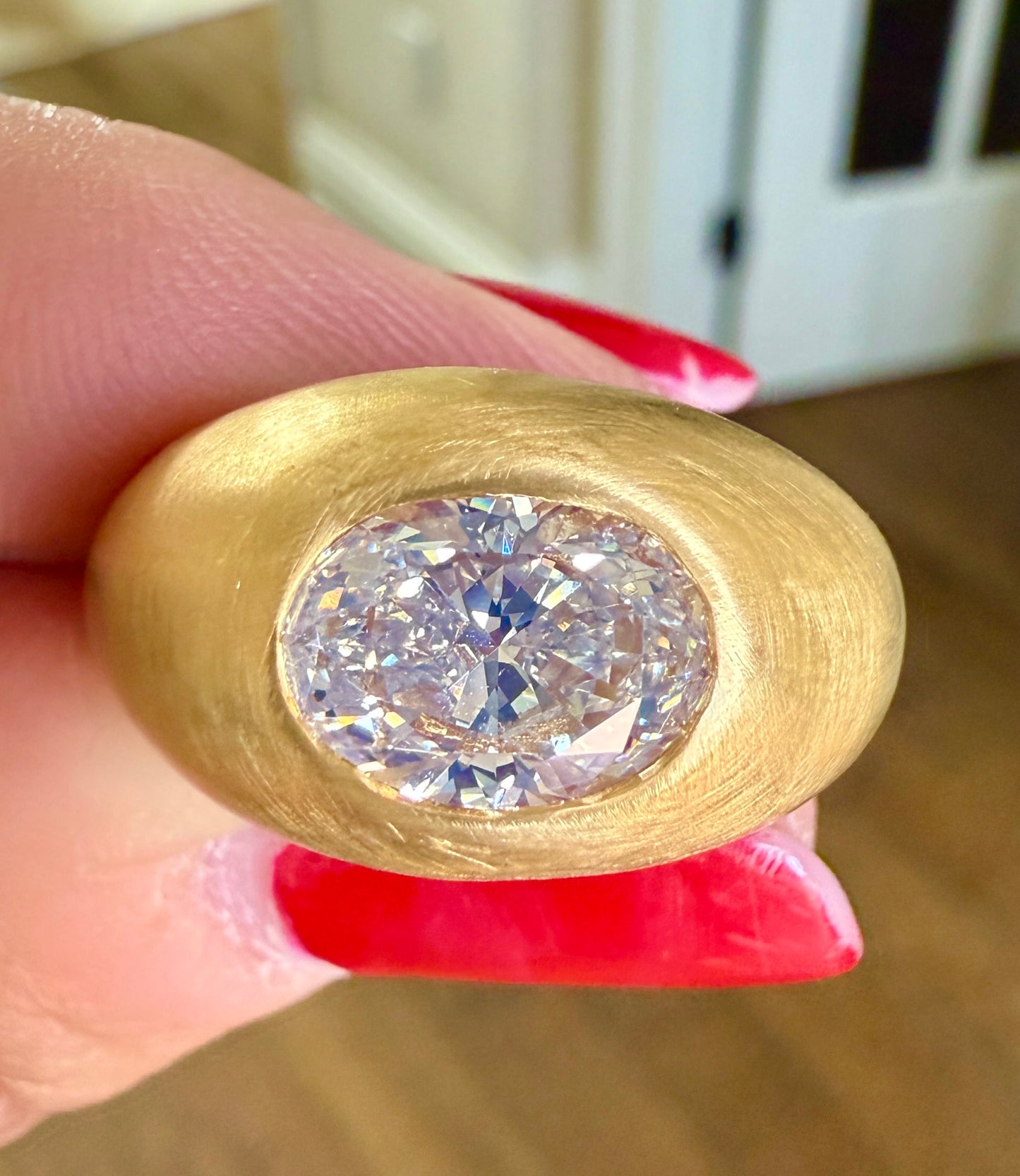 2.3ct Oval Diamond Donut Gypsy Ring