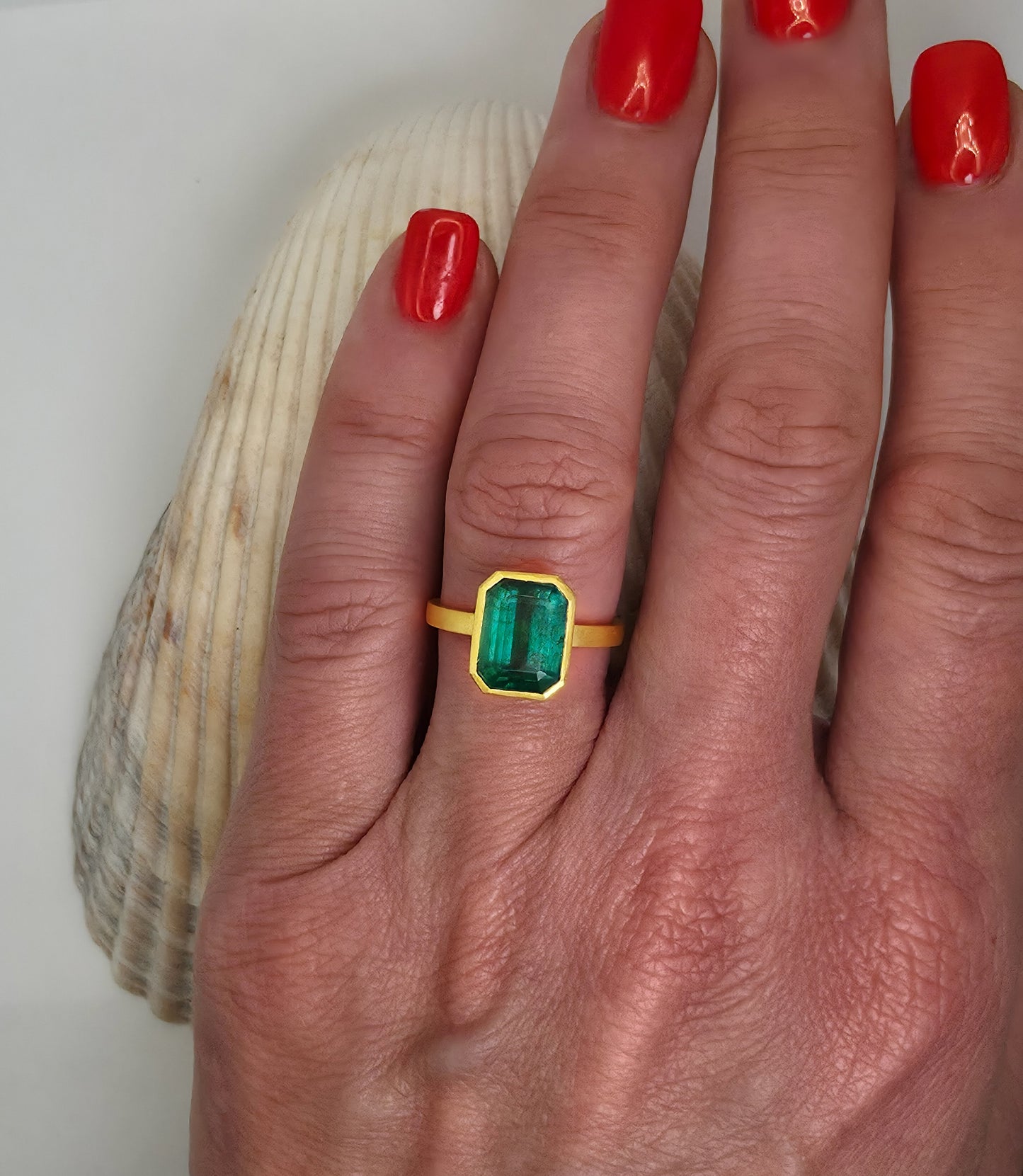3.6 Carat Zambian Emerald Ring set in 18K