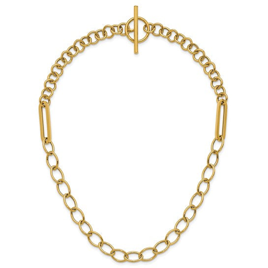 14K T-bar Mixed Link Necklace