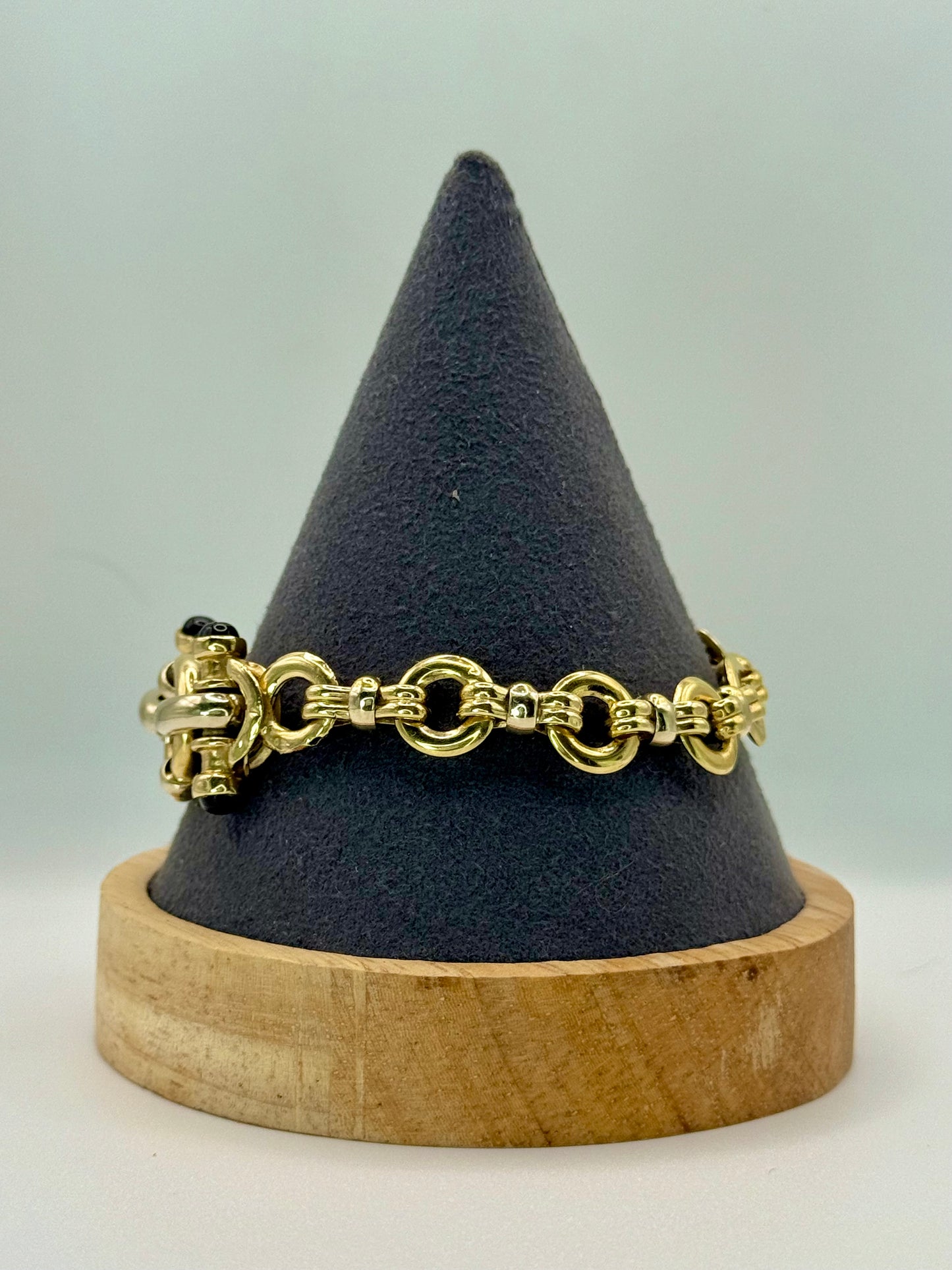 14k Onyx Gold Link Bracelet