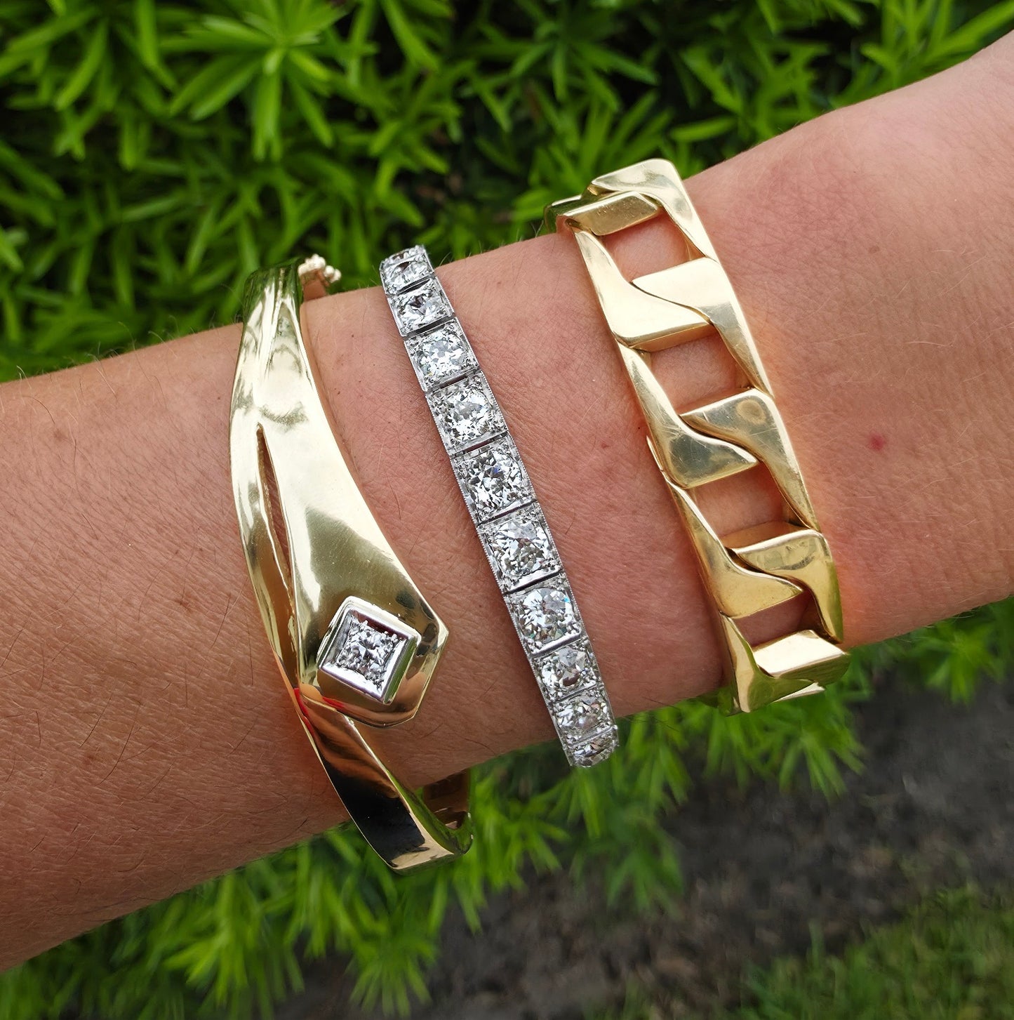 Antique Inspired Diamond Nail Bracelet