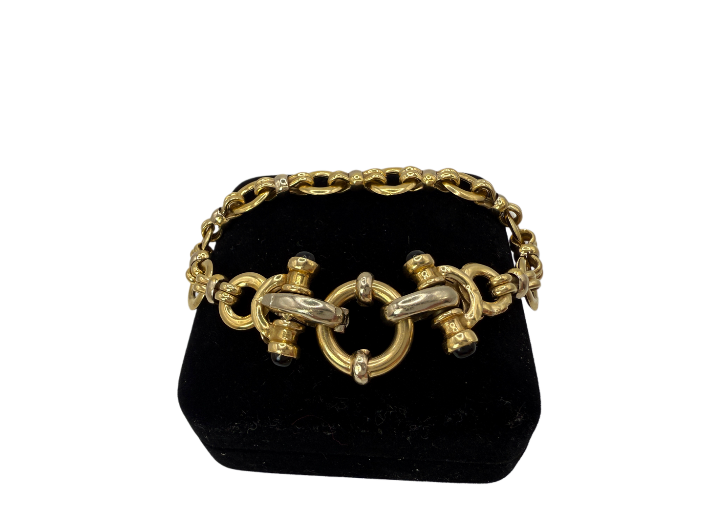 14k Onyx Gold Link Bracelet