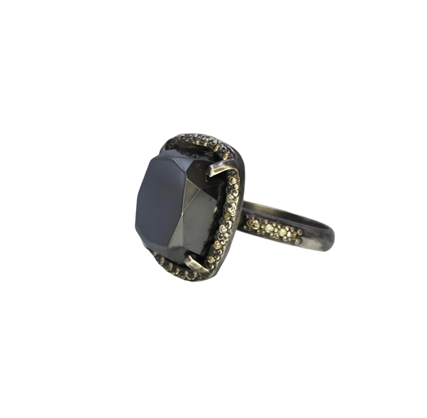 Hematite and Diamond Ring