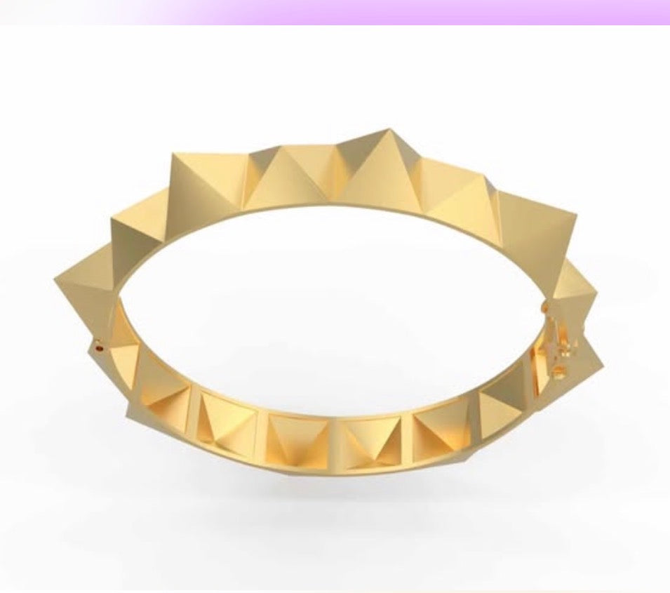 14K Pyramid Bangle