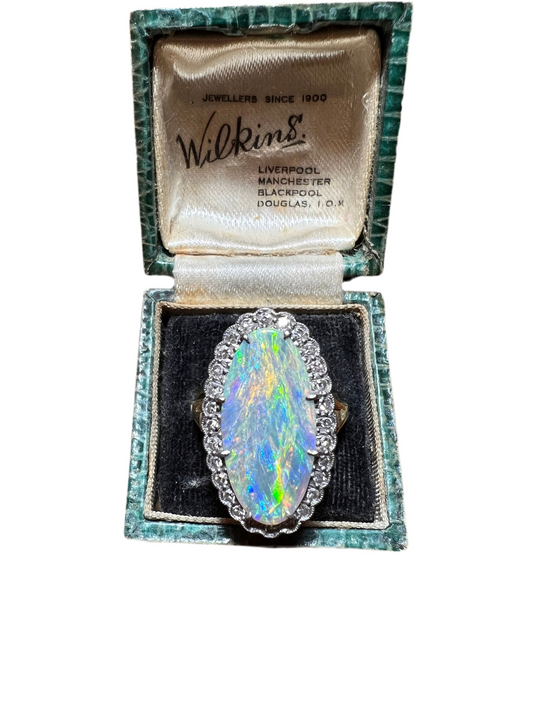 Antique Opal and Diamond Ring 18K