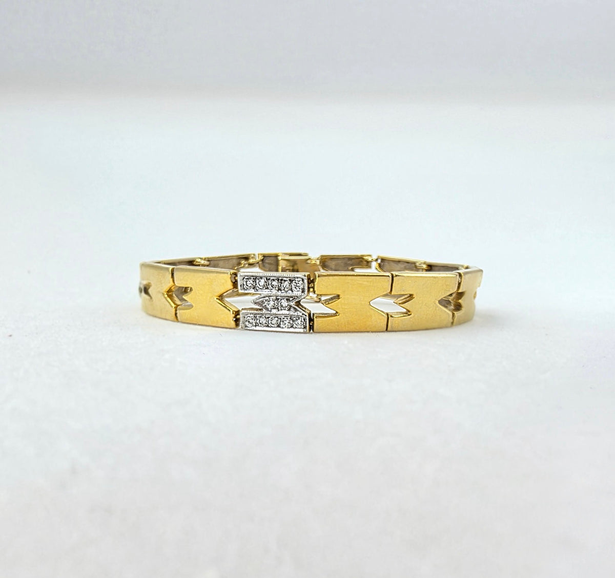 Vintage 14K Gold & Diamond “M” Initial Bracelet | 18g